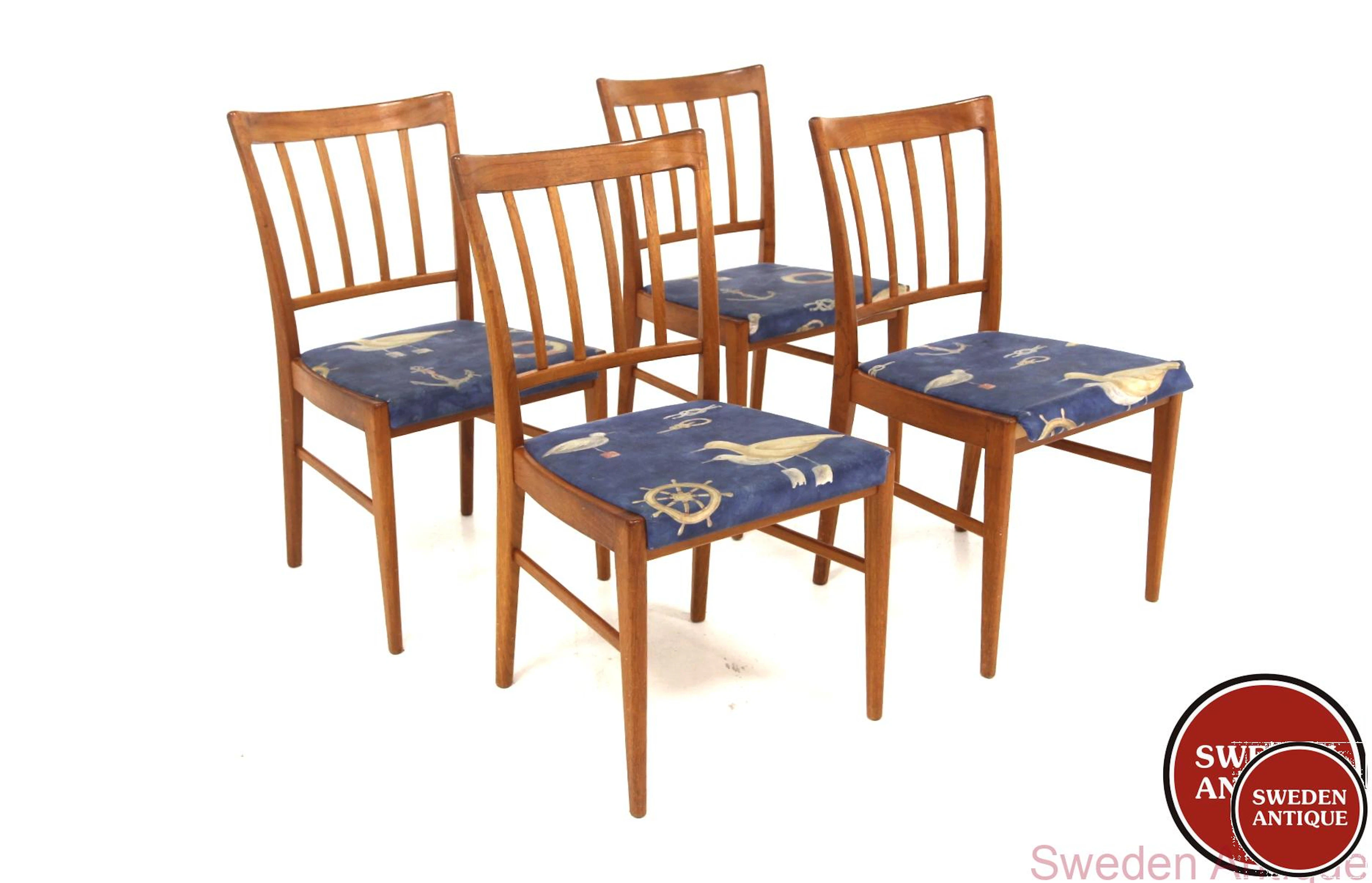 4Pcs chairs Year: 1960s Origin: Swe. Material: Teak W: 45cm D: 52cm