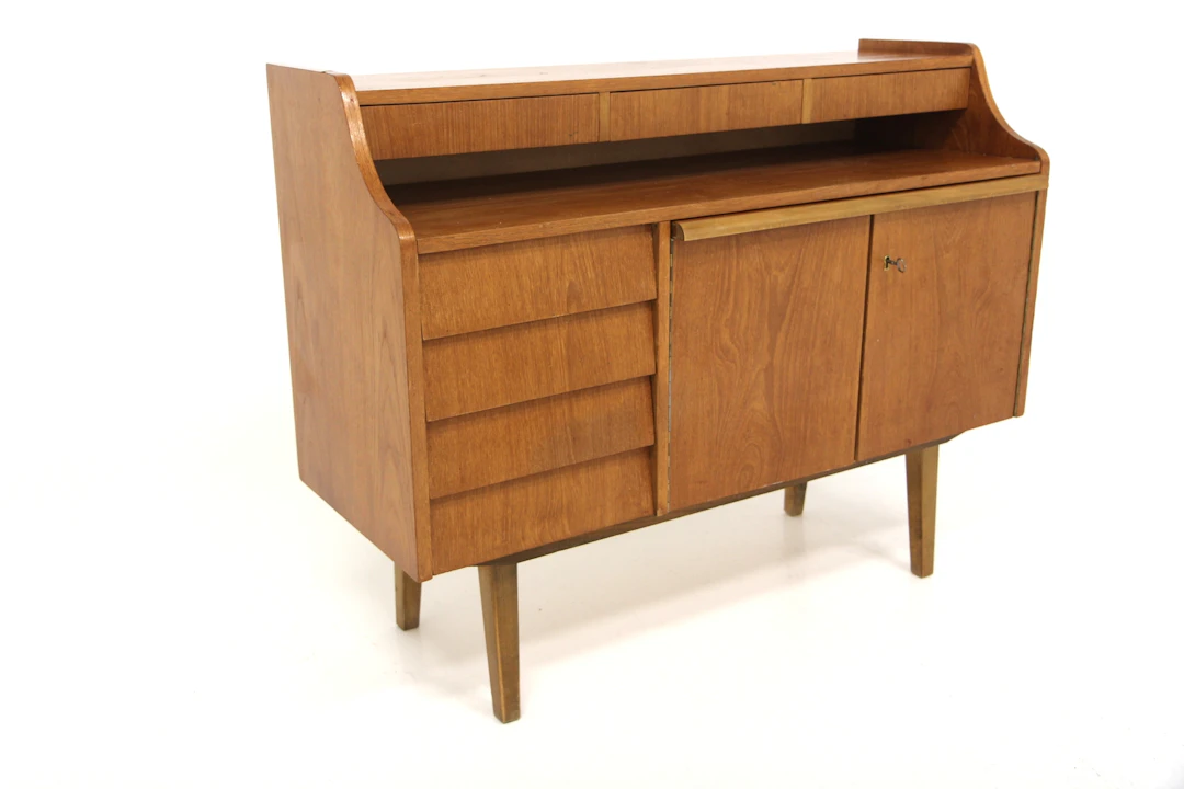 Sideboard Year: 1950s Origin: Swe. Material: Teak Beech W: 113cm D: