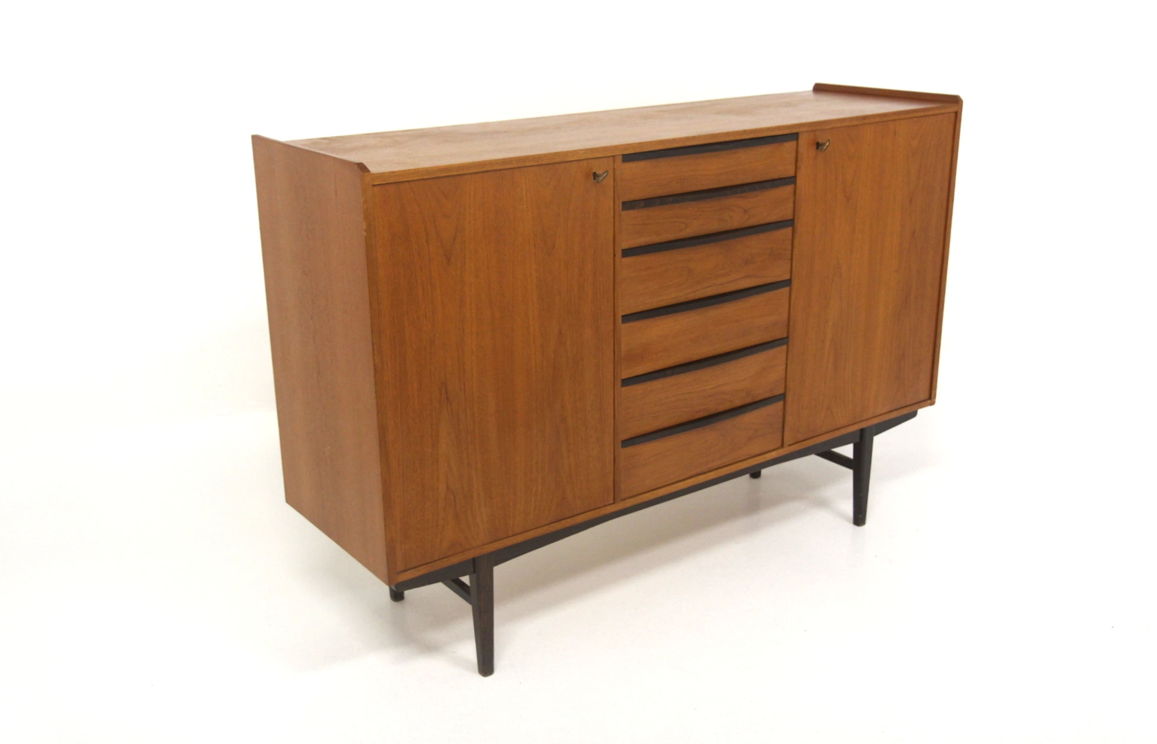 Sideboard / Highboard Year: 1950s Origin: Swe. Material: Teak Black