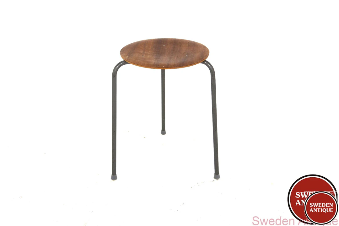 Stool Year: 1960s Origin: Swe. Material: Mahogany Metal W: 43cm D: 43cm H: 44cm