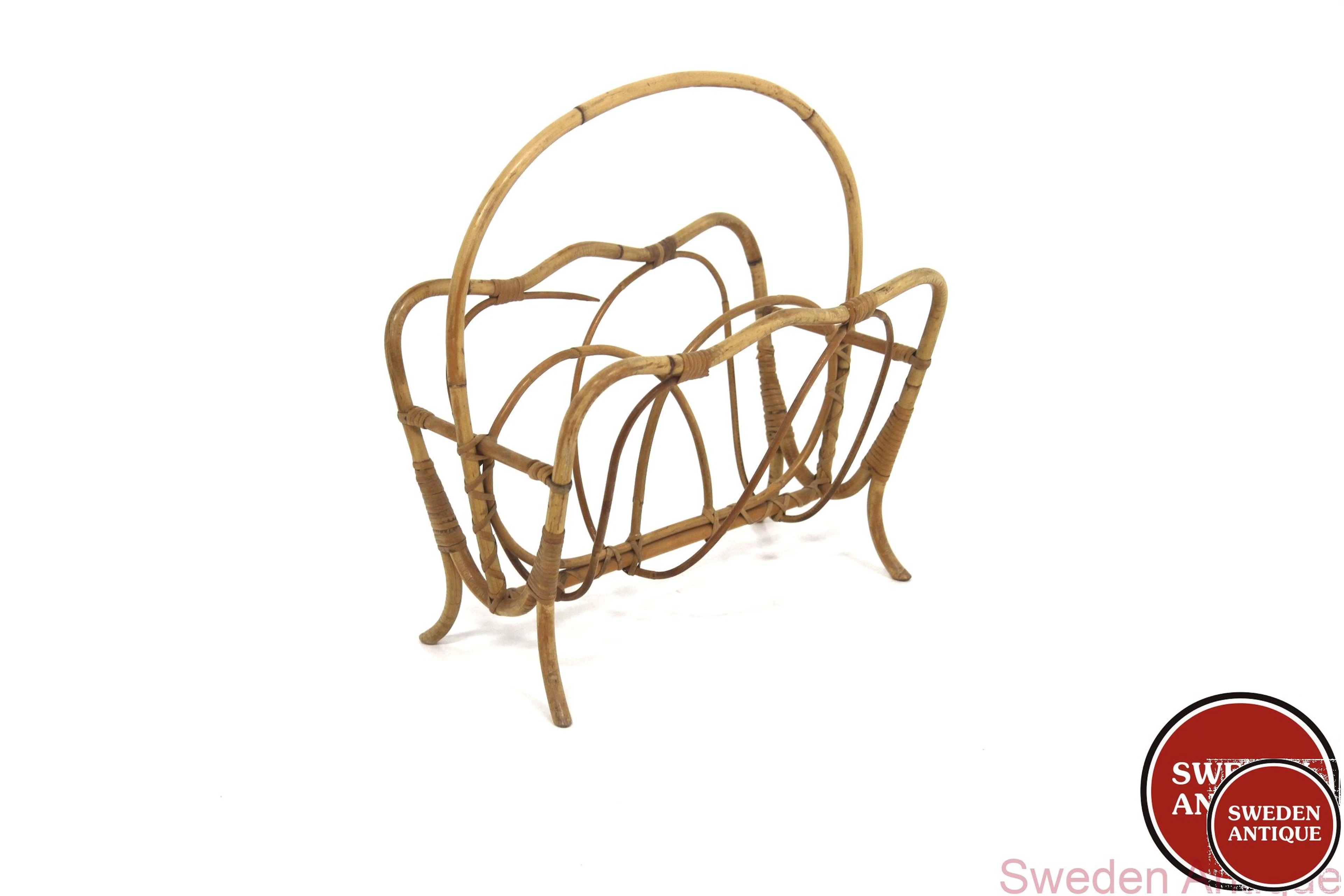 Magazin stand Year: 1960s Origin: Swe. Material: Rattan W: 45cm D: