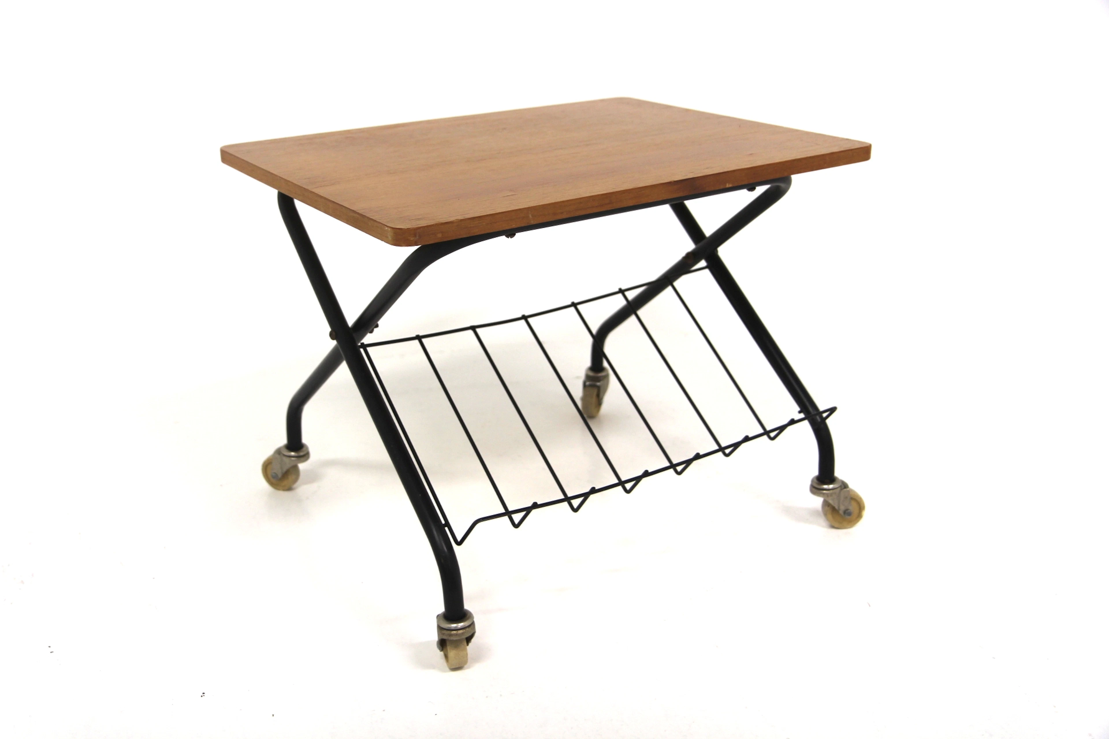 Side table Year: 1950s Origin: Swe. Material: Teak Metal W: 58cm D: