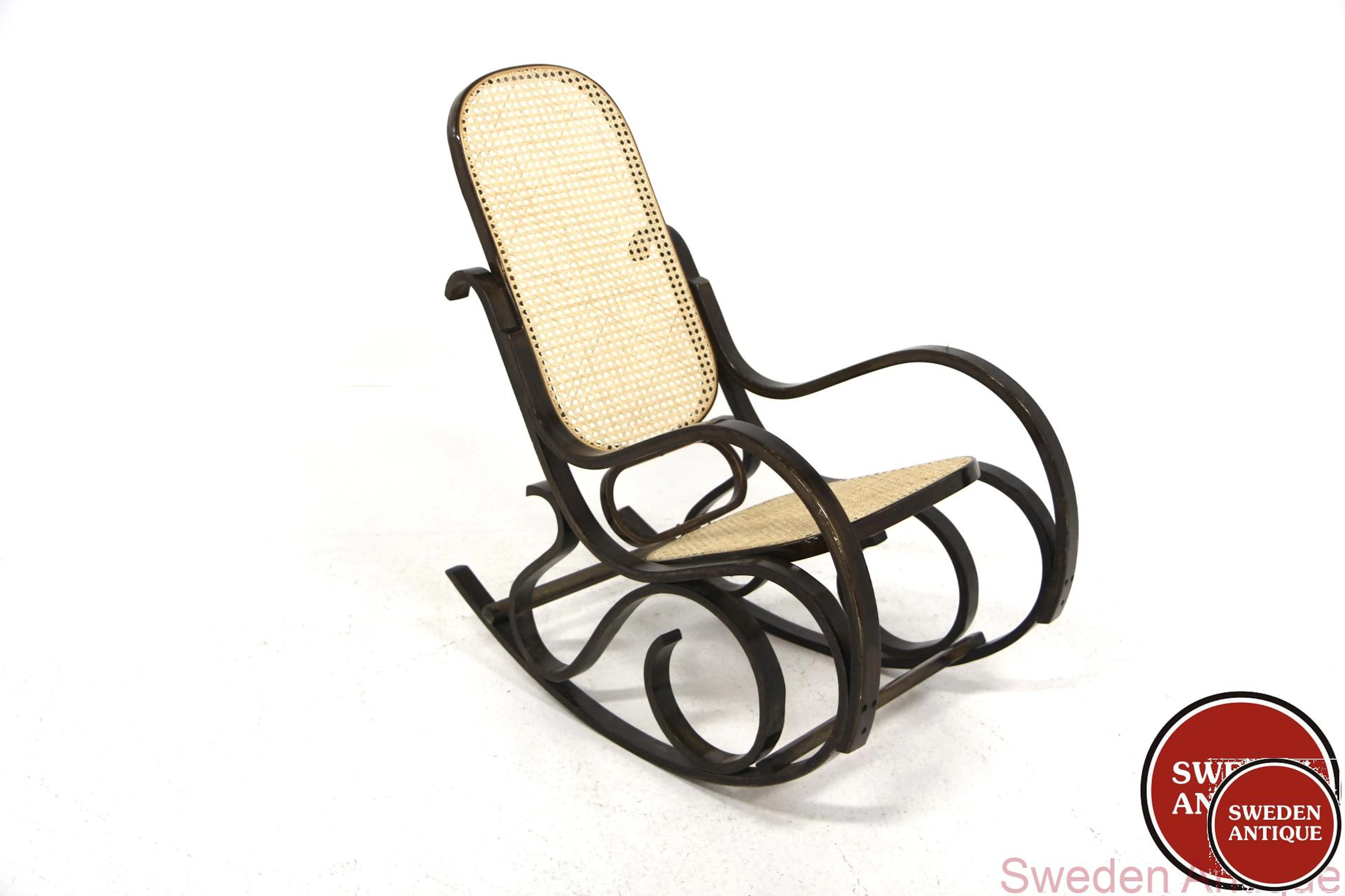Rocking chair 1970s Swe. Beech Rattan