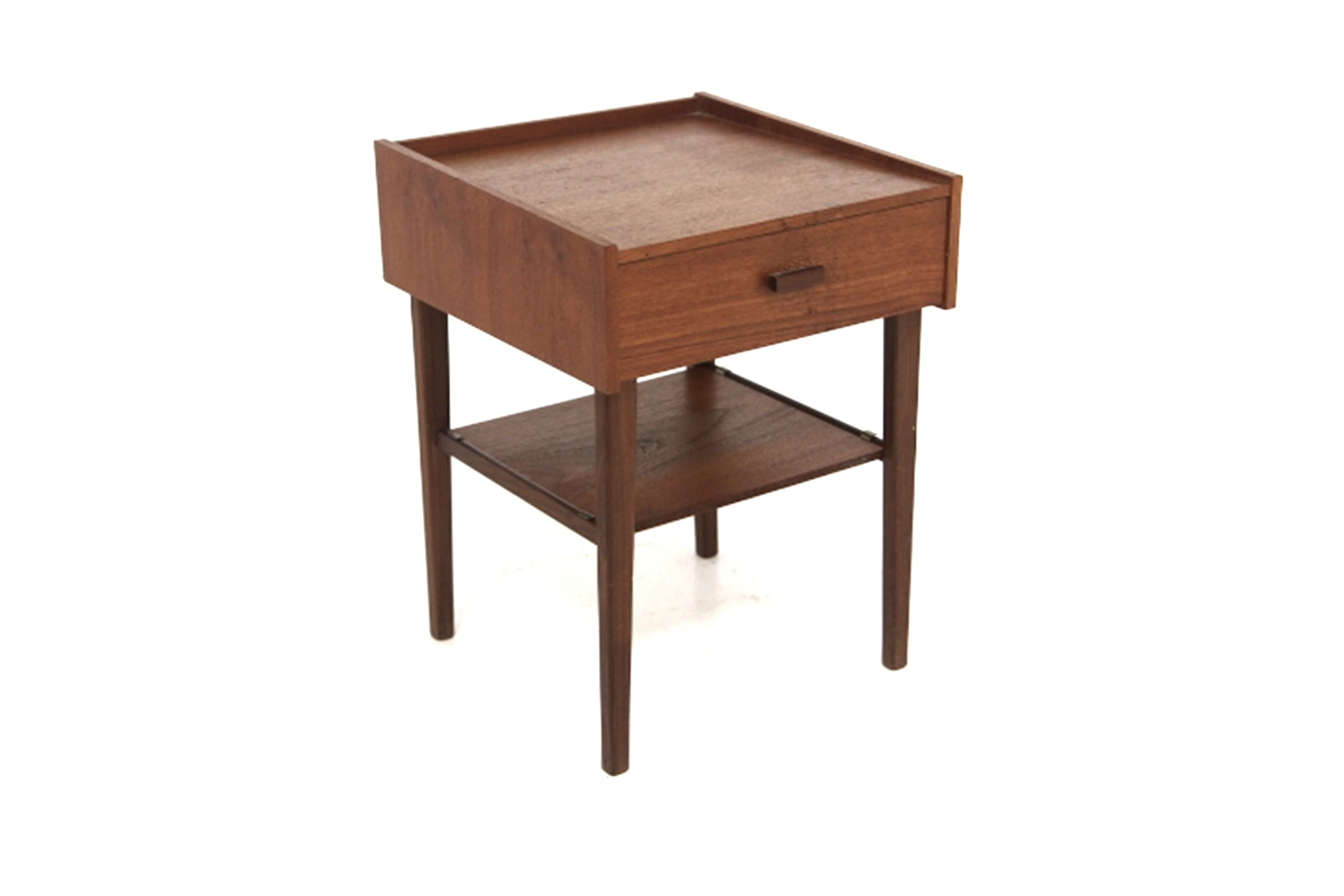 Bedside table Year: 1960s Origin: Swe. Material: Teak W: 39cm D: 40cm H: 53cm