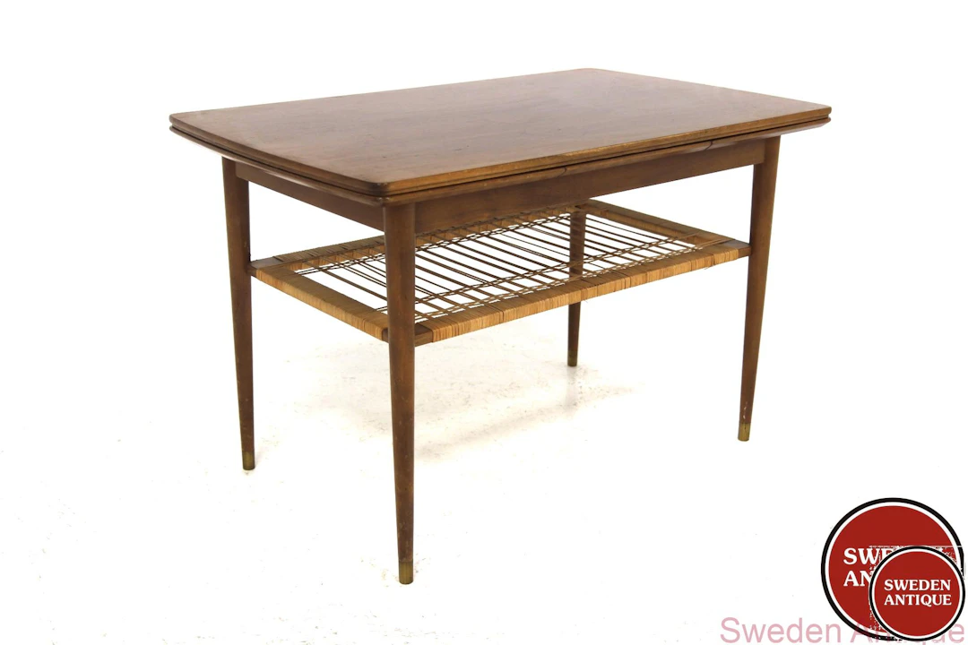 Coffee table 1950s Swe. Mahogany Beech Rattan