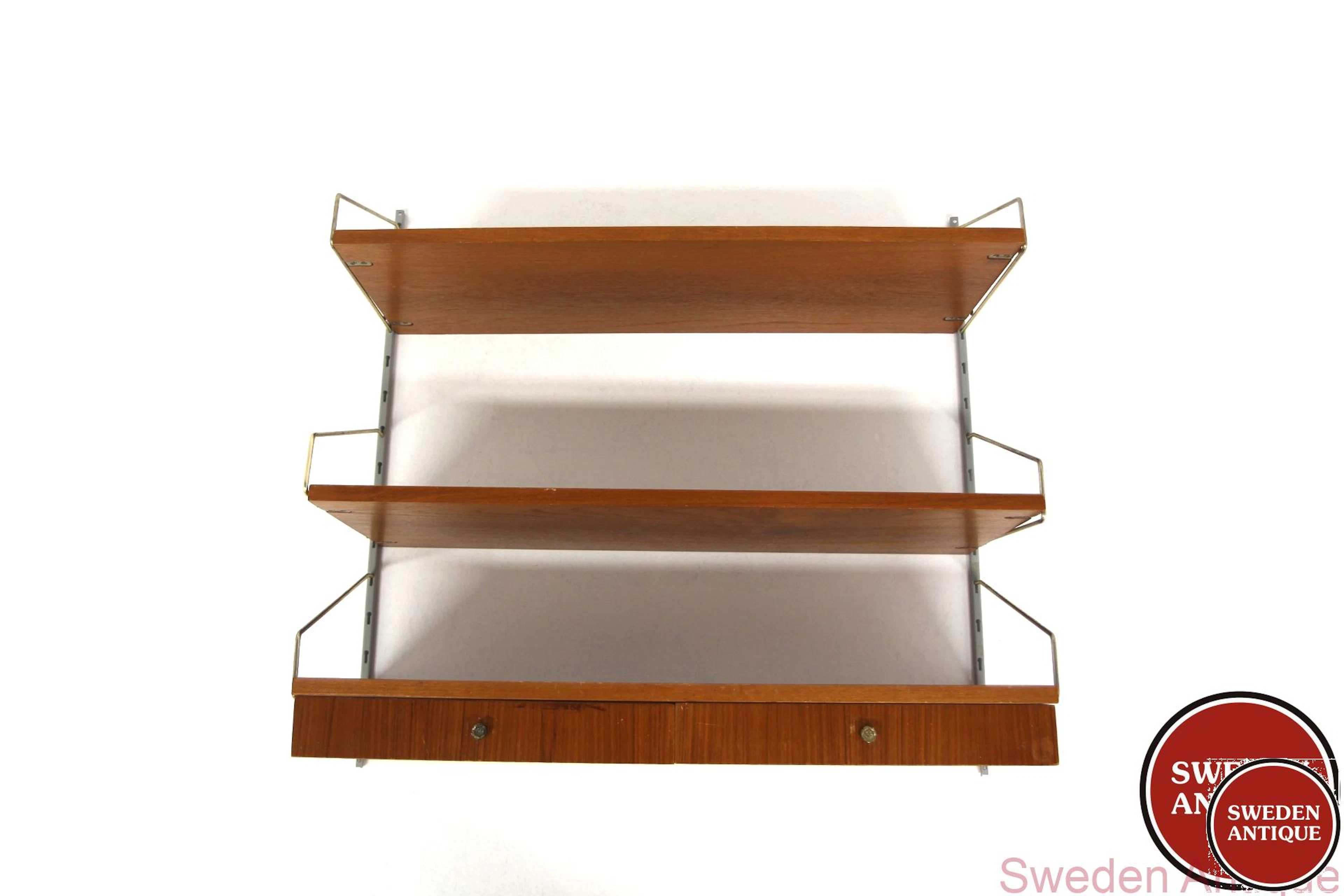 Wall shelf Year: 1950s Origin: Swe. Material: Teak Metal W: 80cm D: