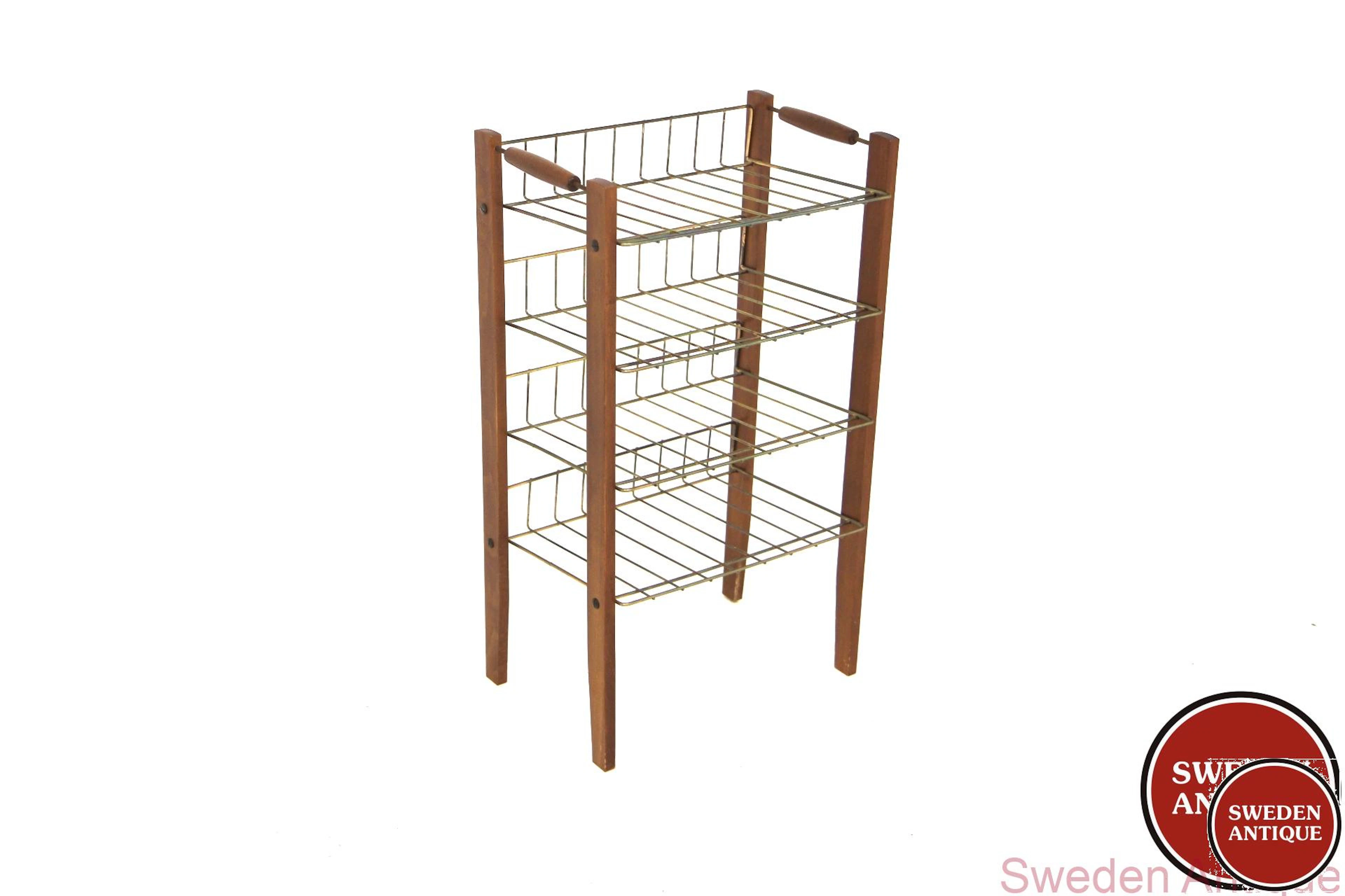 Magazine stand Year: 1950s Origin: Swe. Material: Beech Metal W: 38cm