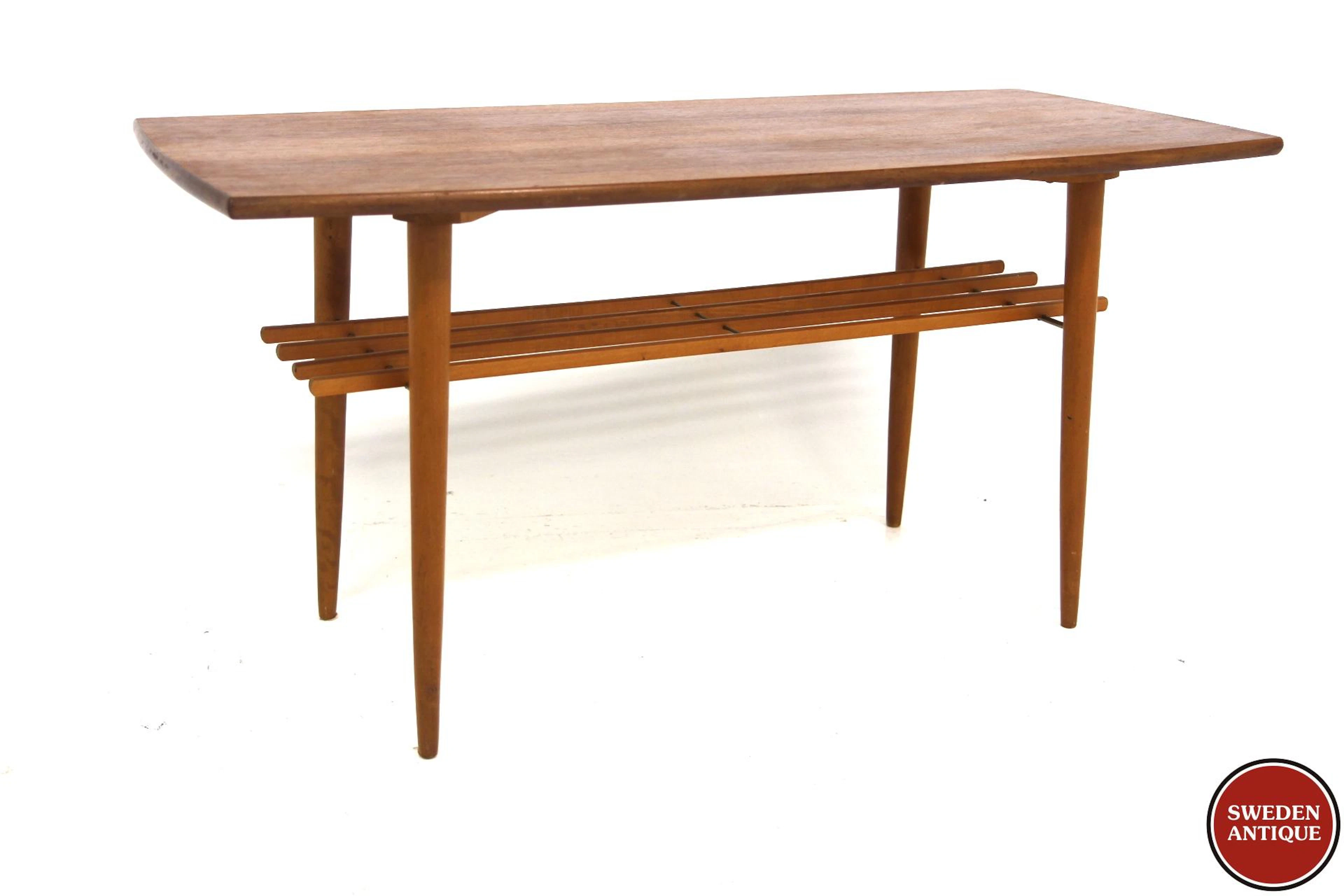 Coffee table Year: 1950s Origin: Swe. Material: Teak Beech Metal W: