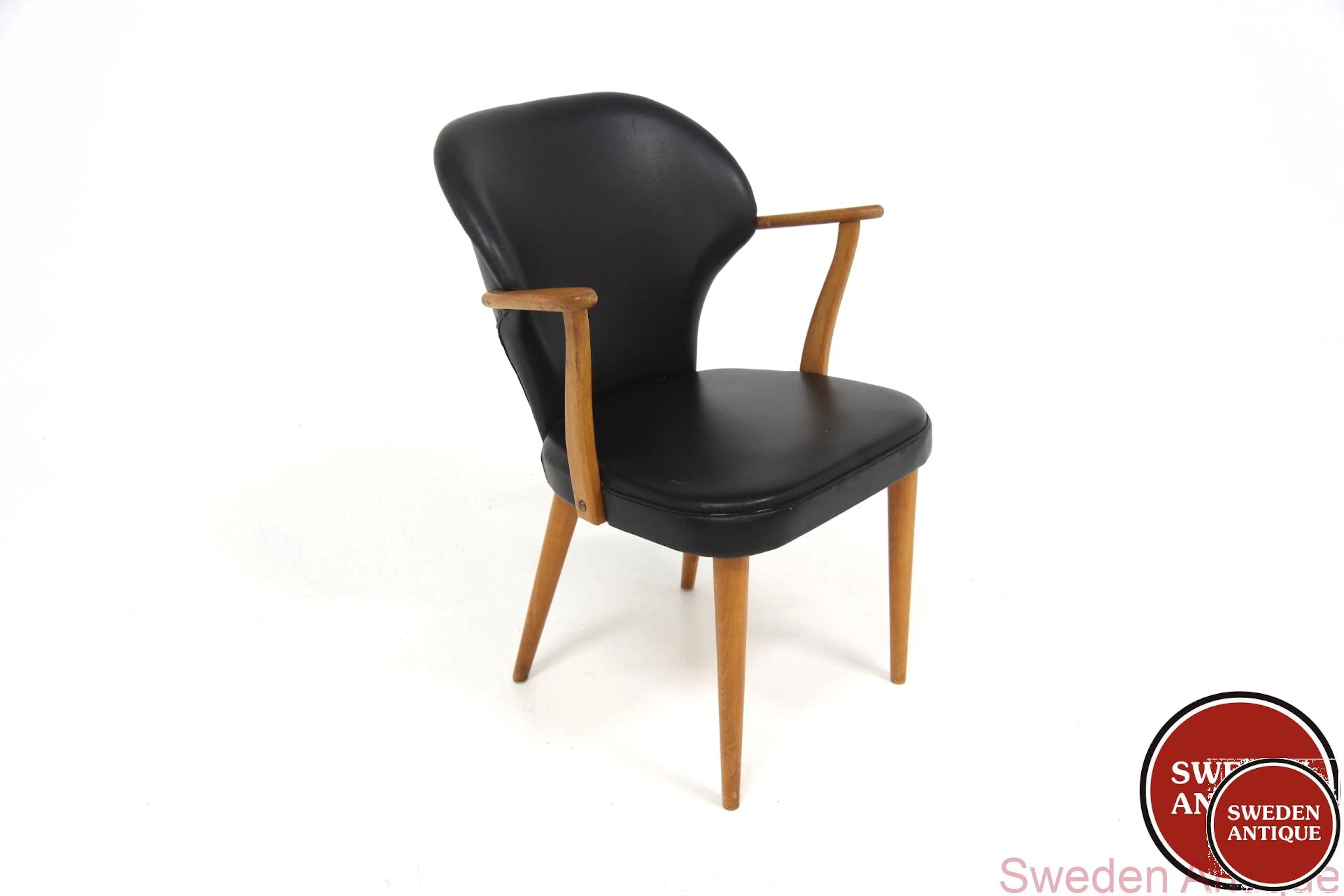 Armchair Year: 1950s Origin: Swe. Material: Beech Vinyl W: 62cm D: