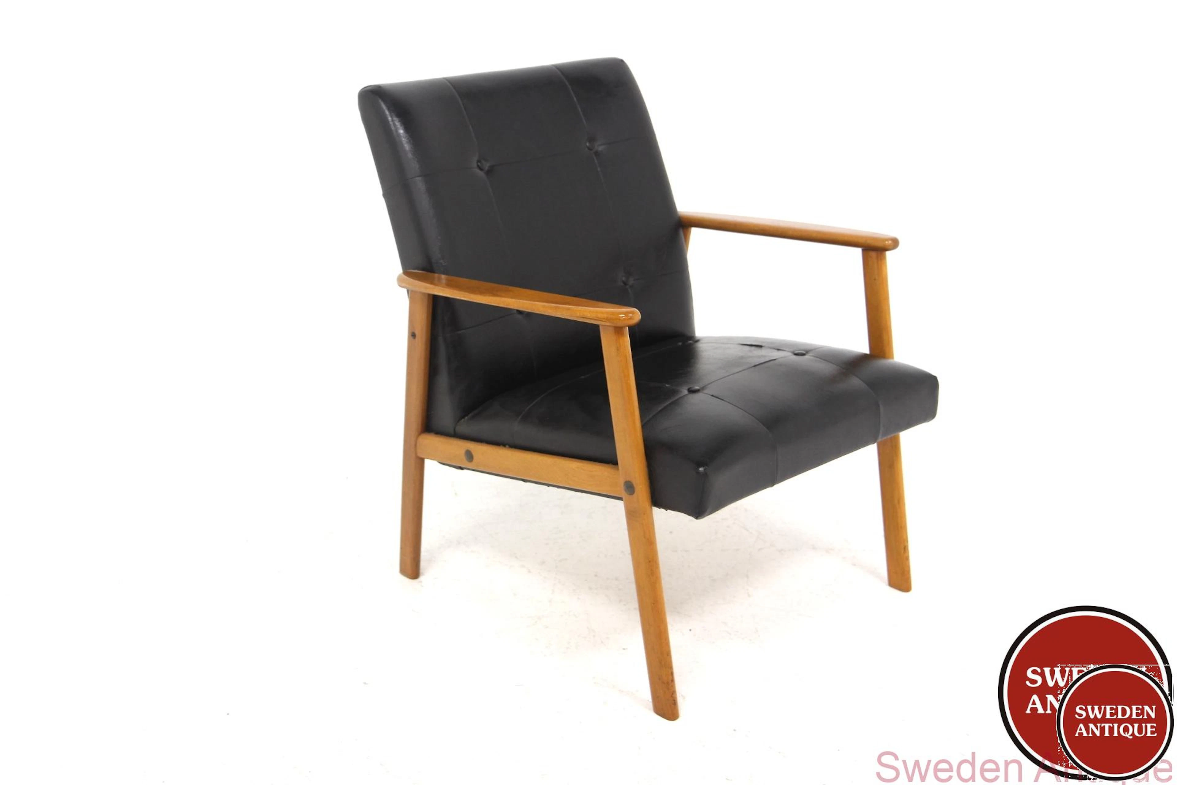 Lounge chair 1950s Swe. Beech Vinyl