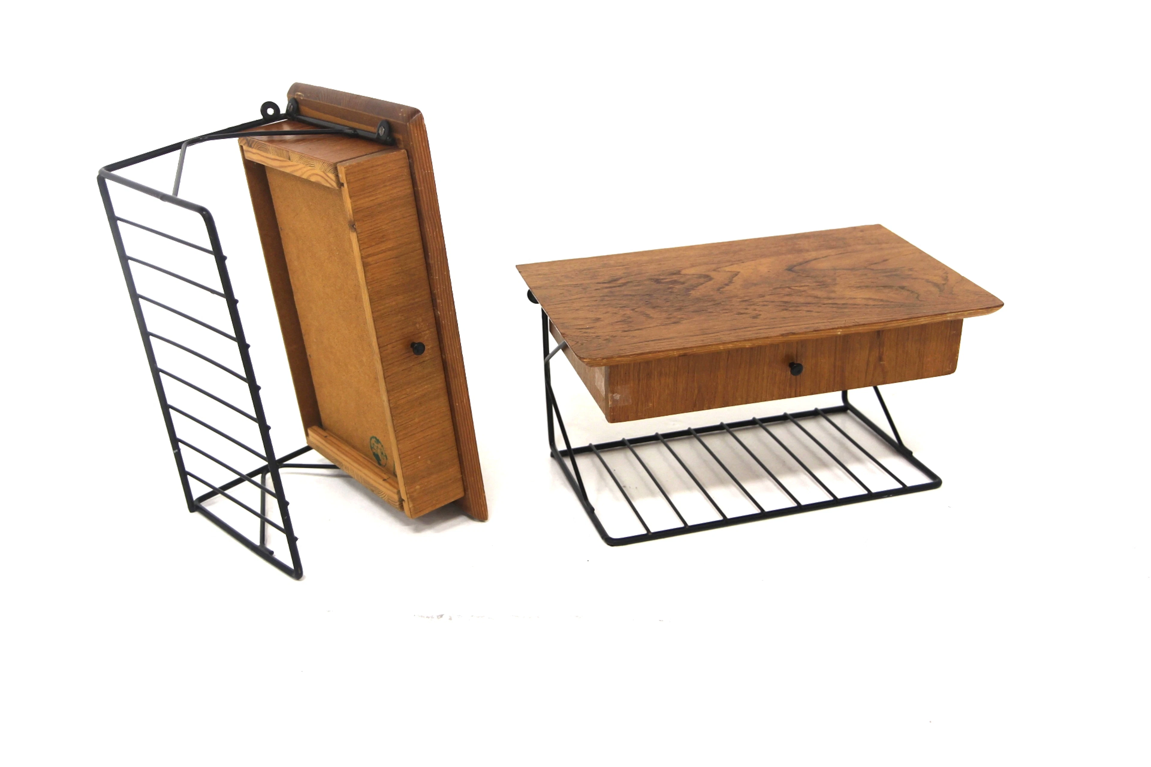 2Pcs Wall shelf / Bedside tables Year: 1950s Origin: Swe. Material: