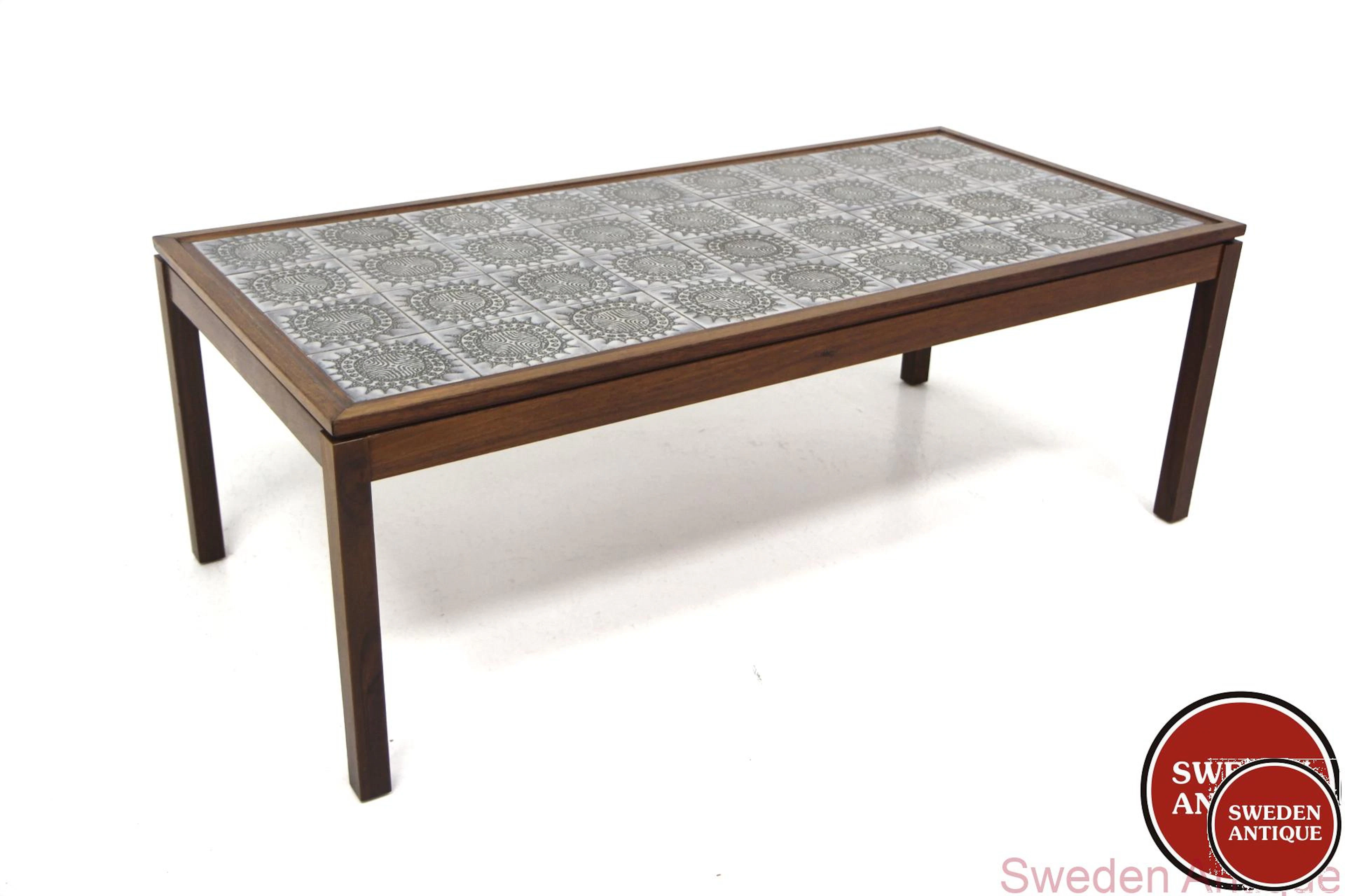 Coffee table Year: 1970s Origin: Swe. Material: Mahognay Ceramic W: