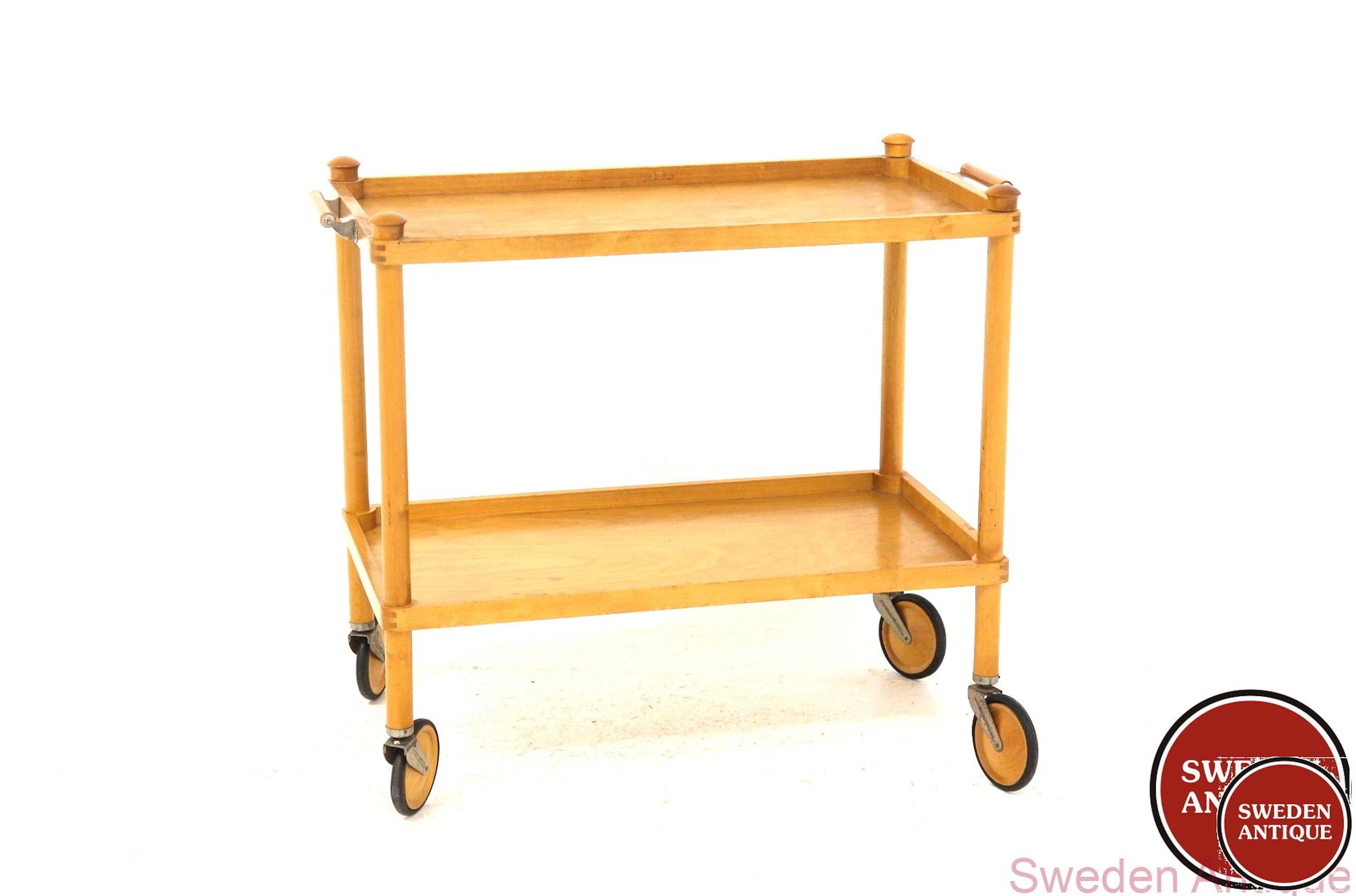 Serving cart / Trolley 1950s Swe. Birch
