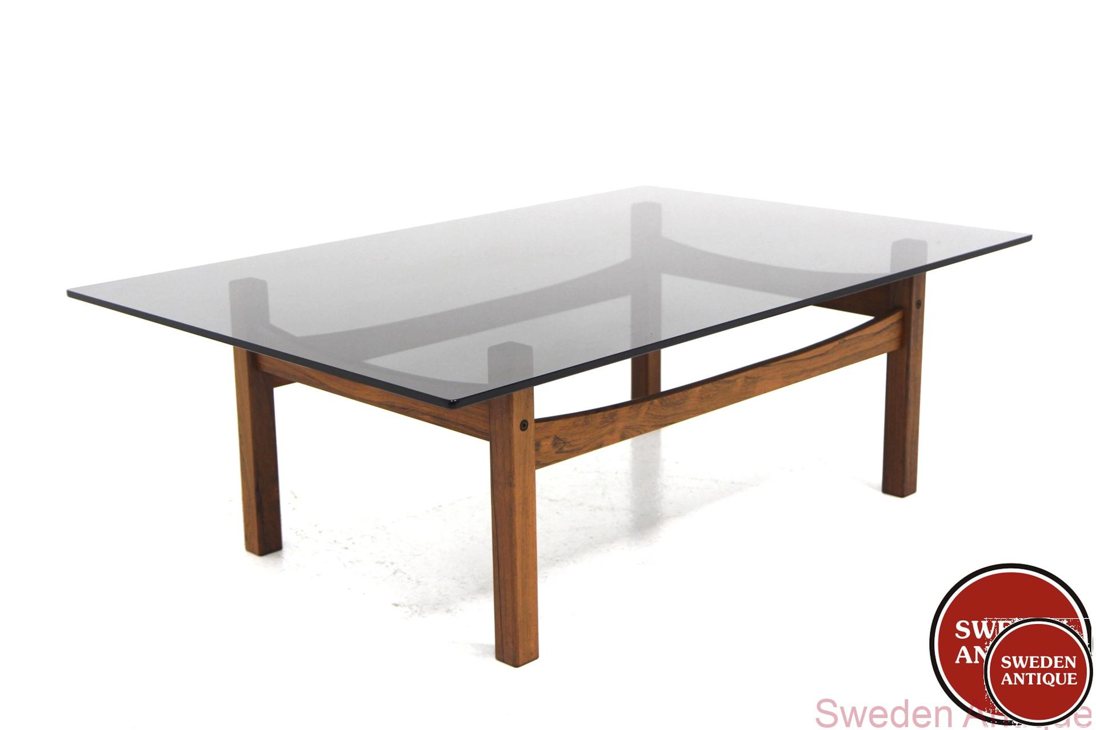 Coffee table 1960s Swe. Rosewood Glass