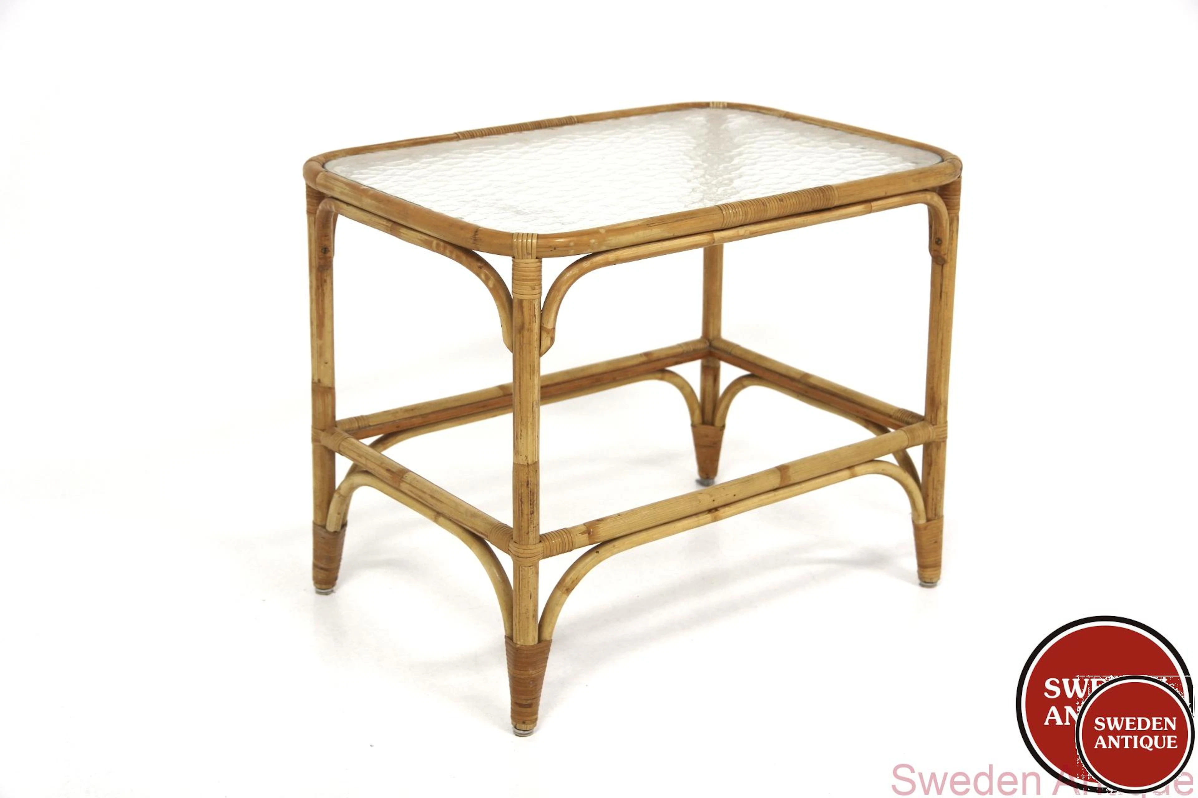 Coffee table 1960s Swe. Rattan Glass