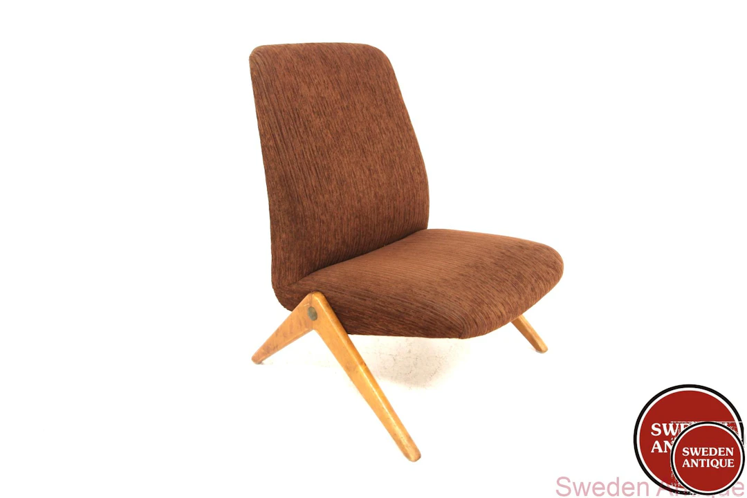 Lounge chair Bengt Ruda for NK, Nordiska Kompaniet. 1950s Swe. Beech Metal