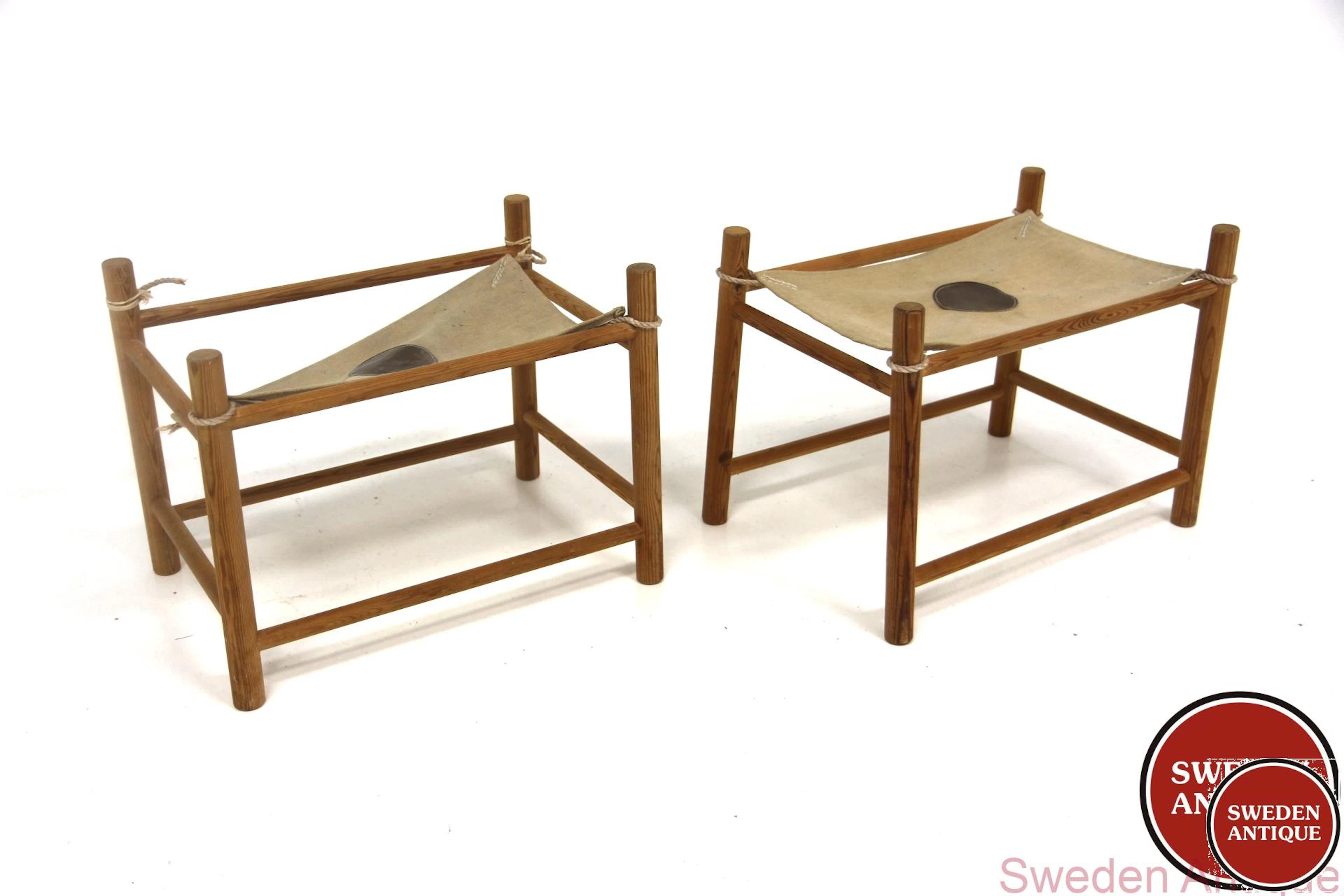 2Pcs Stools Year: 1970s Origin: Swe. Material: Pine W: 53cm D: 34cm