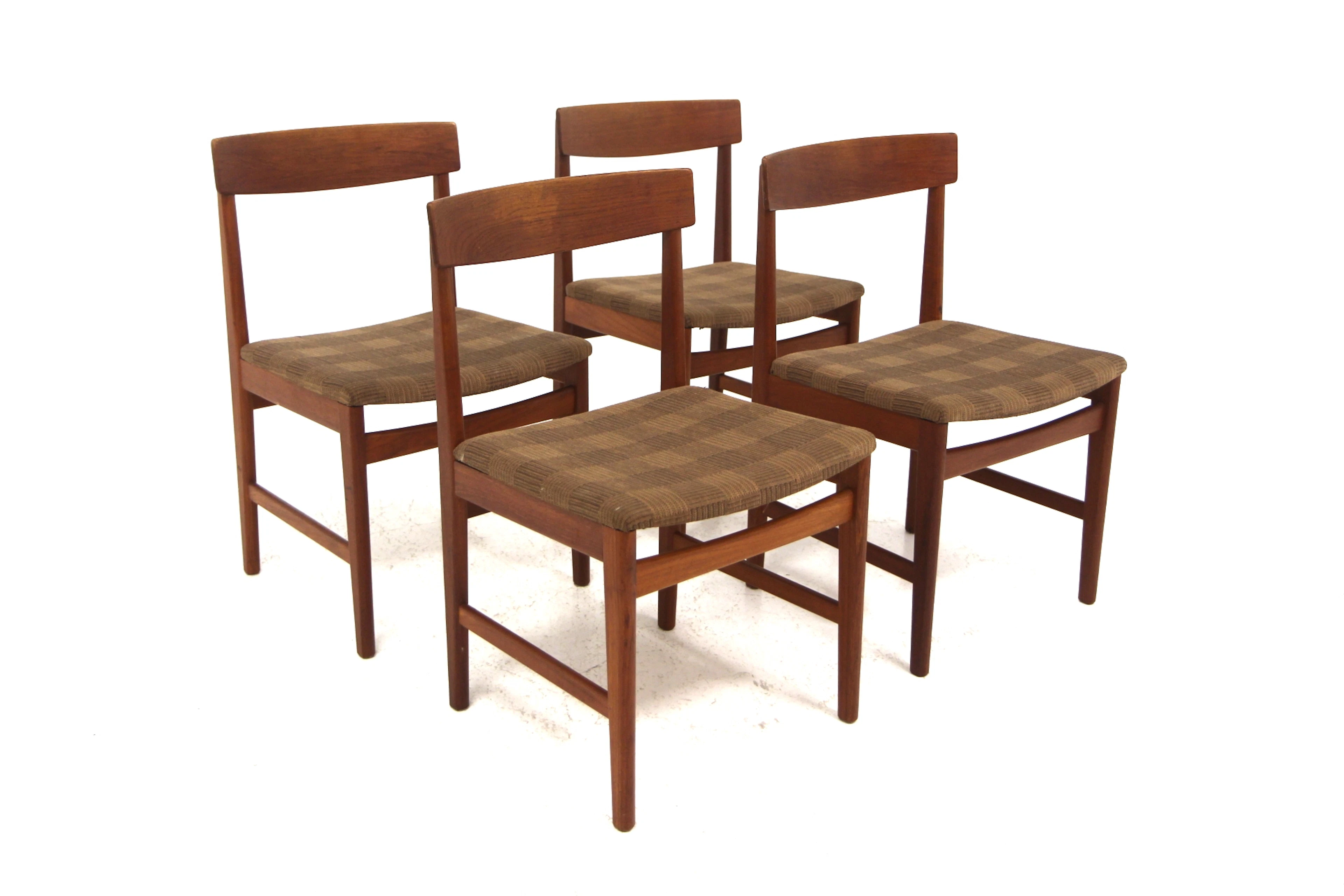 4Pcs Chairs Year: 1960s Origin: Swe. Material: Teak W: 46cm D: 47cm