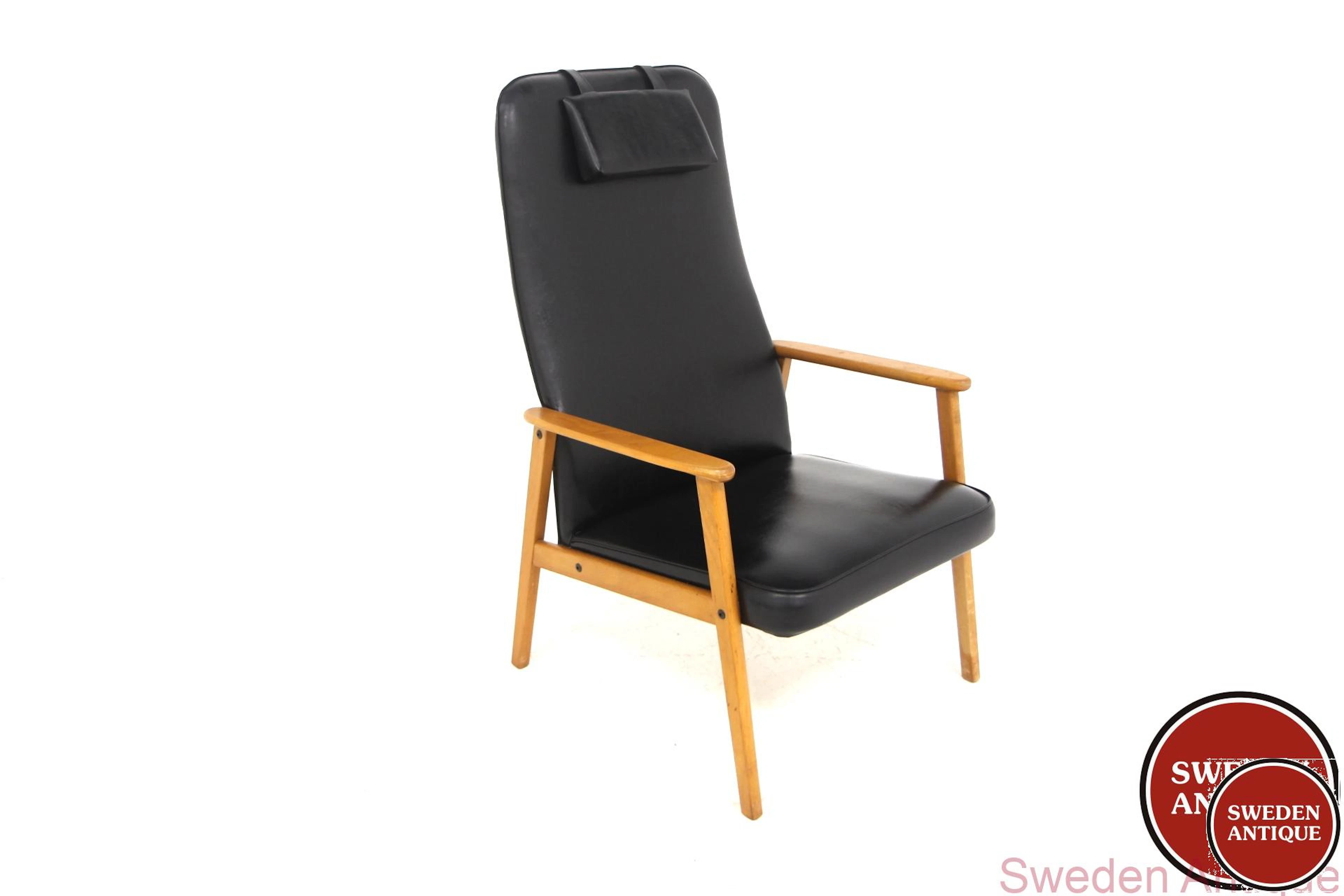 ALounge chair 1950s Swe. Beech Vinyl