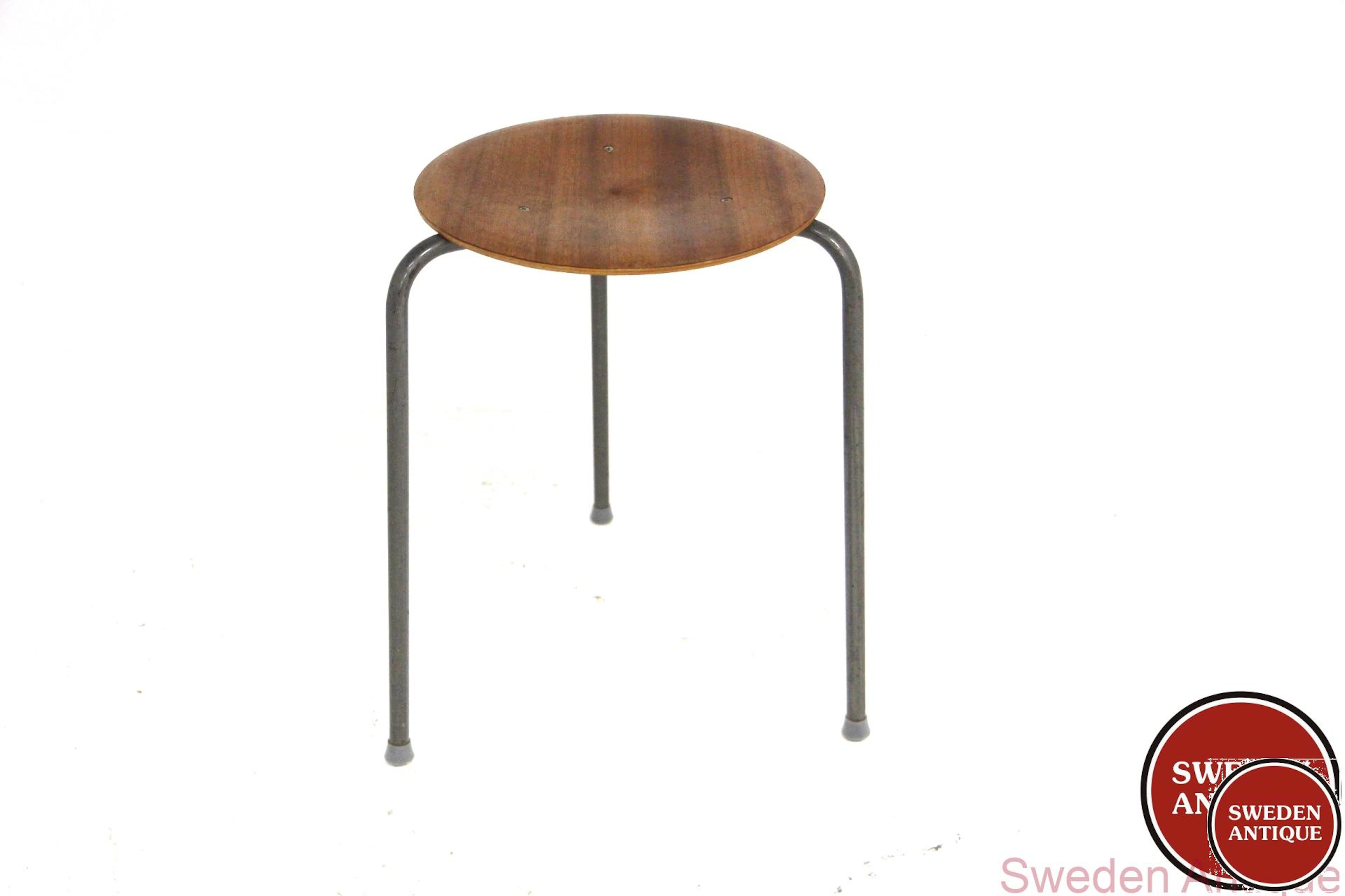 Stool Year: 1960s Origin: Swe. Material: Mahogany Metal W: 43cm D: 43cm H: 44cm