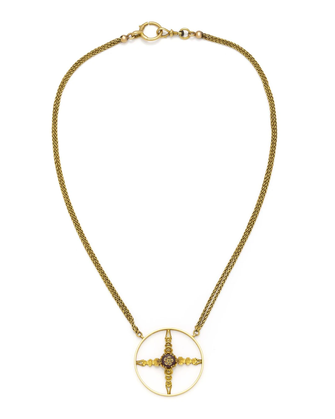 COLLIER CIBLE en or jaune 18K (750/1000) orné d'une croix fl - Lot 279