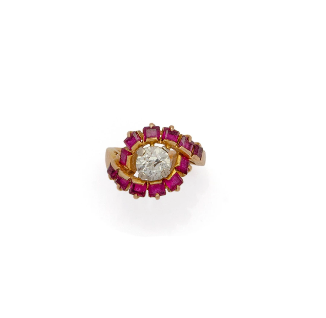 BAGUE style tourbillon en or jaune 18K (750/1000) centrée d’ - Lot 158