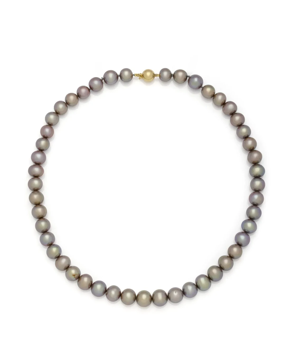 COLLIER formé de 47 perles grises de Tahiti, agrémenté d'un - Lot 251