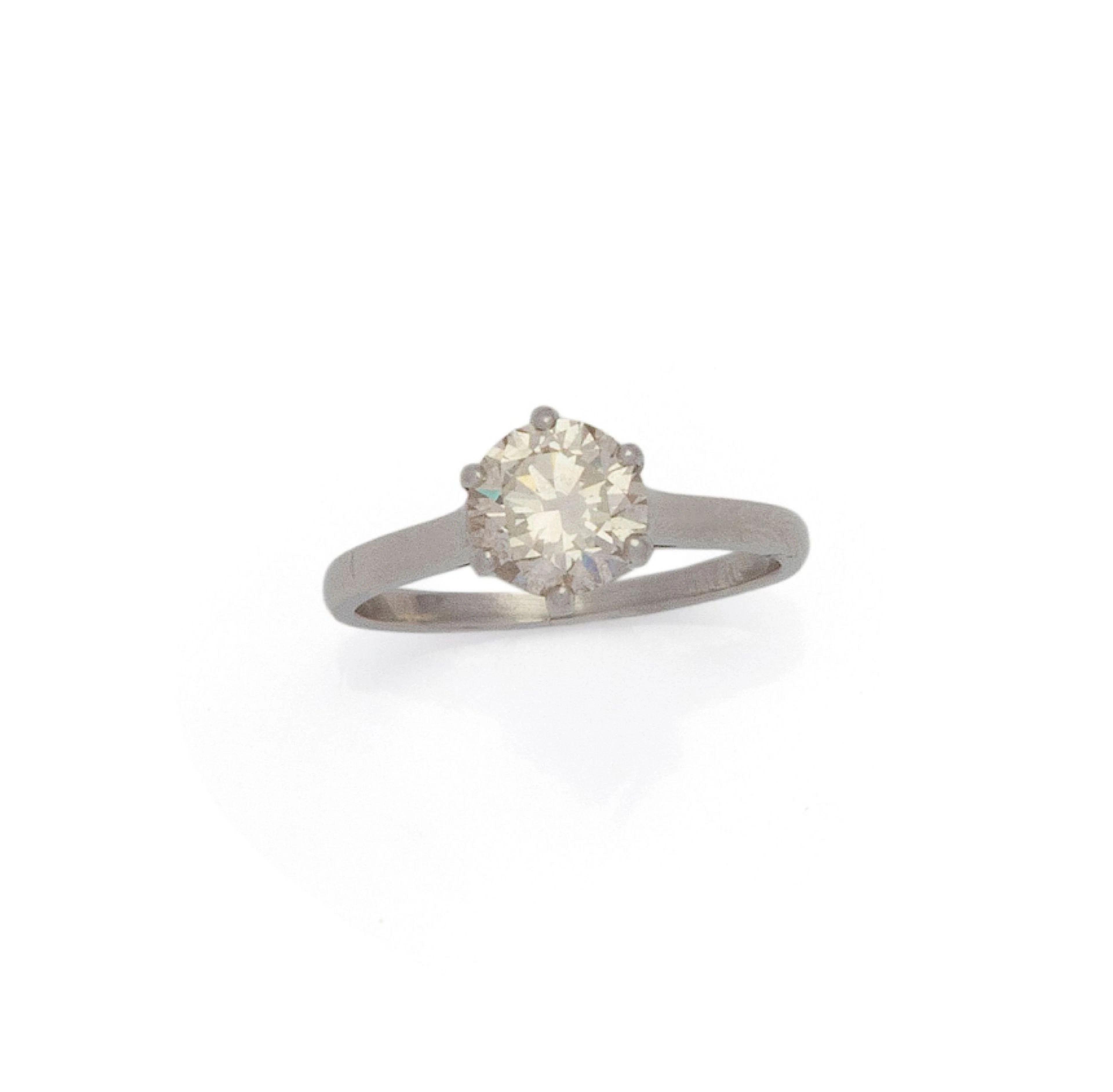 SOLITAIRE en platine (850/1000) orné d'un diamant rond-brill - Lot 78