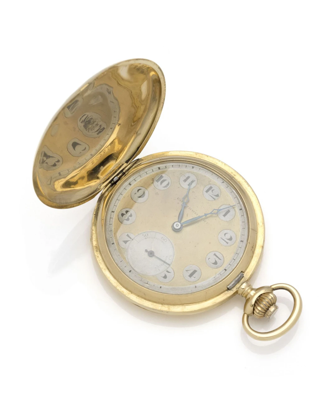 MONTRE DE POCHE en or jaune 18K (750/1000) fond uni, cadran - Lot 240