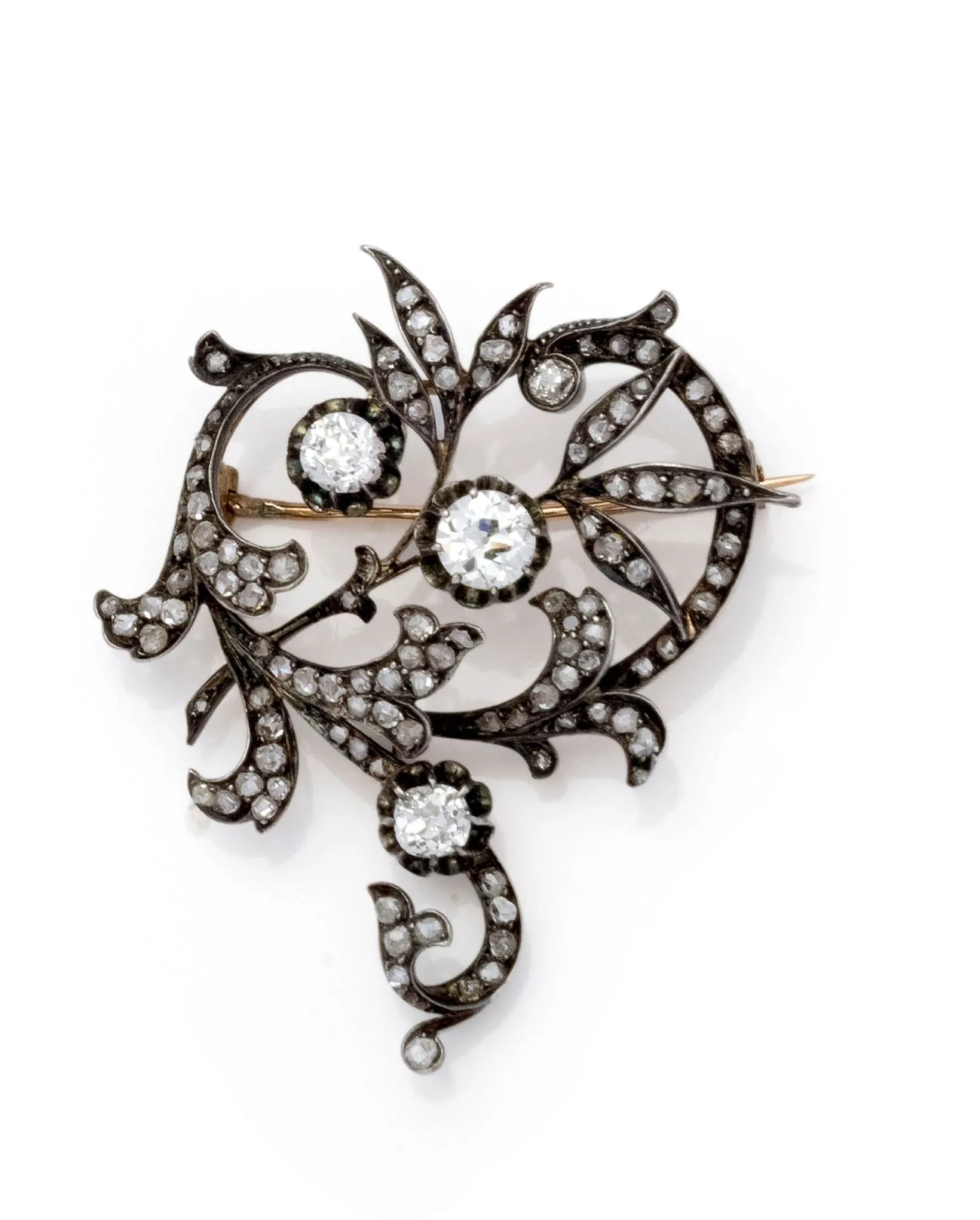 BROCHE FLEUR LANCEOLEE en argent (800/1000) doublé d’or rose - Lot 26