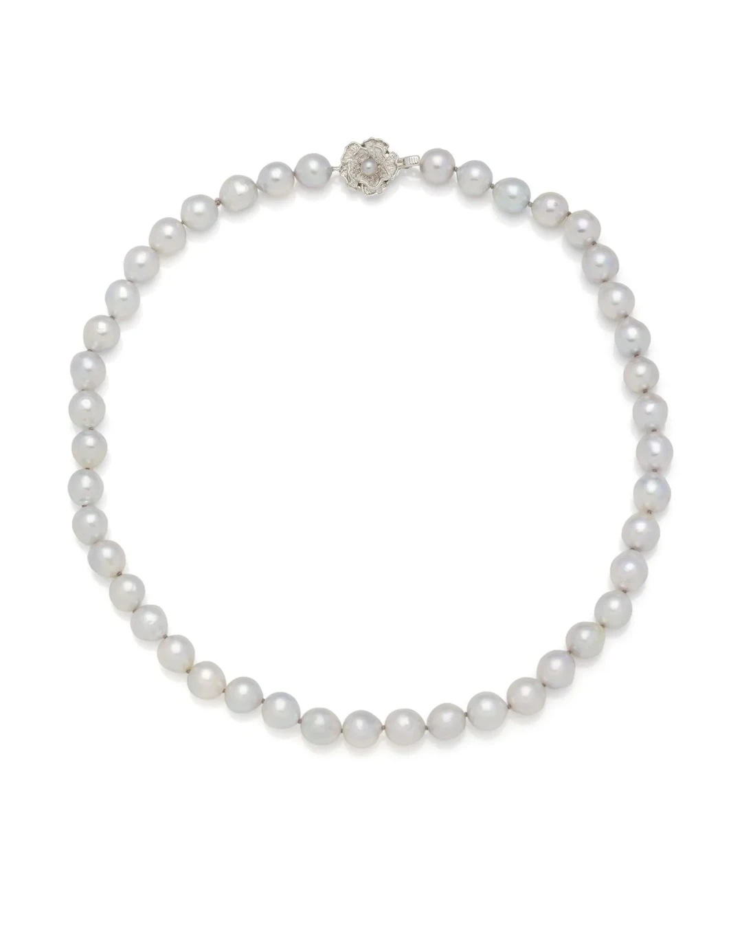 COLLIER formé de 43 perles grise de culture montées sur un f - Lot 291