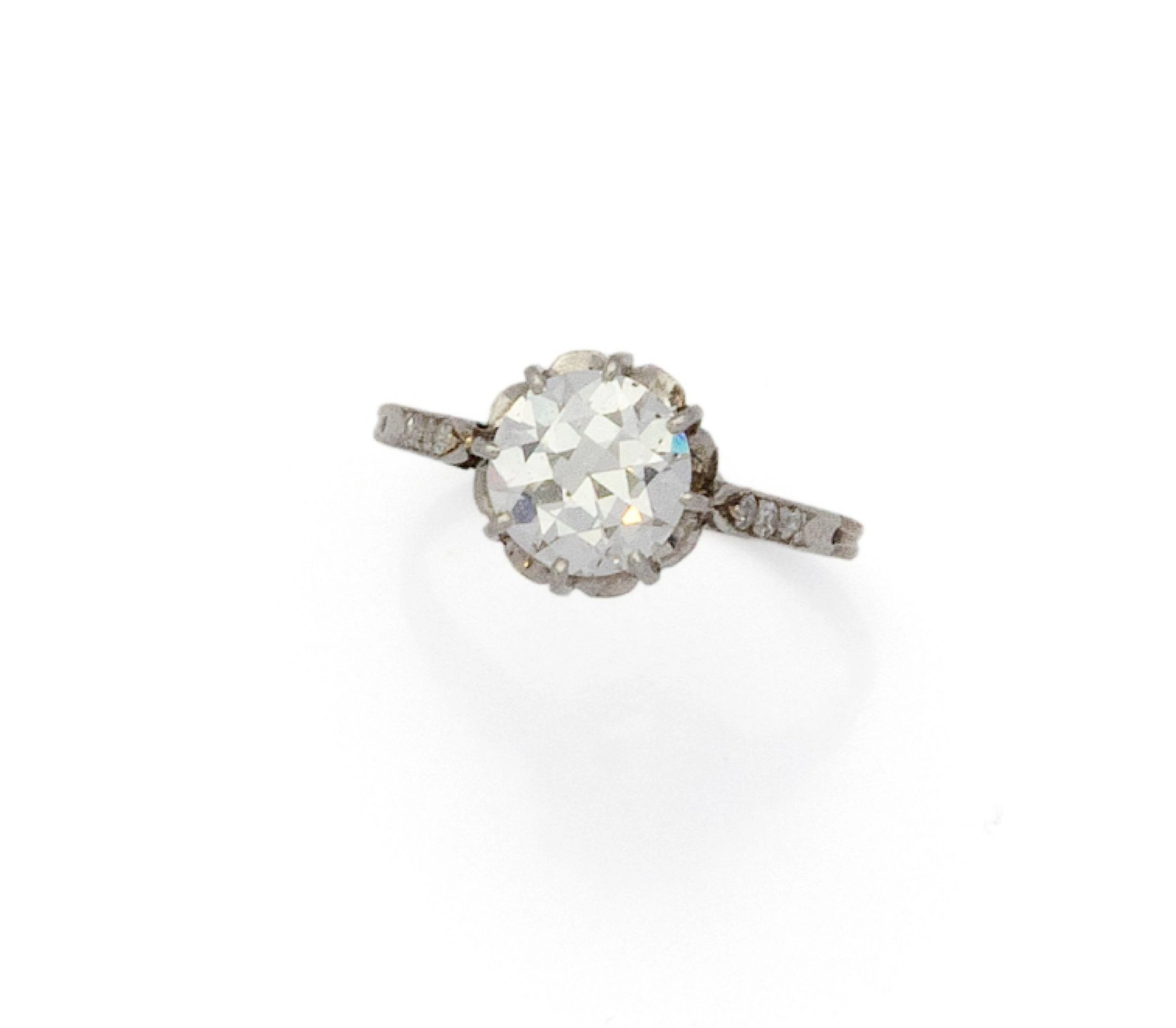 SOLITAIRE en or gris 18K (750/1000) et platine (850/10000) o - Lot 68