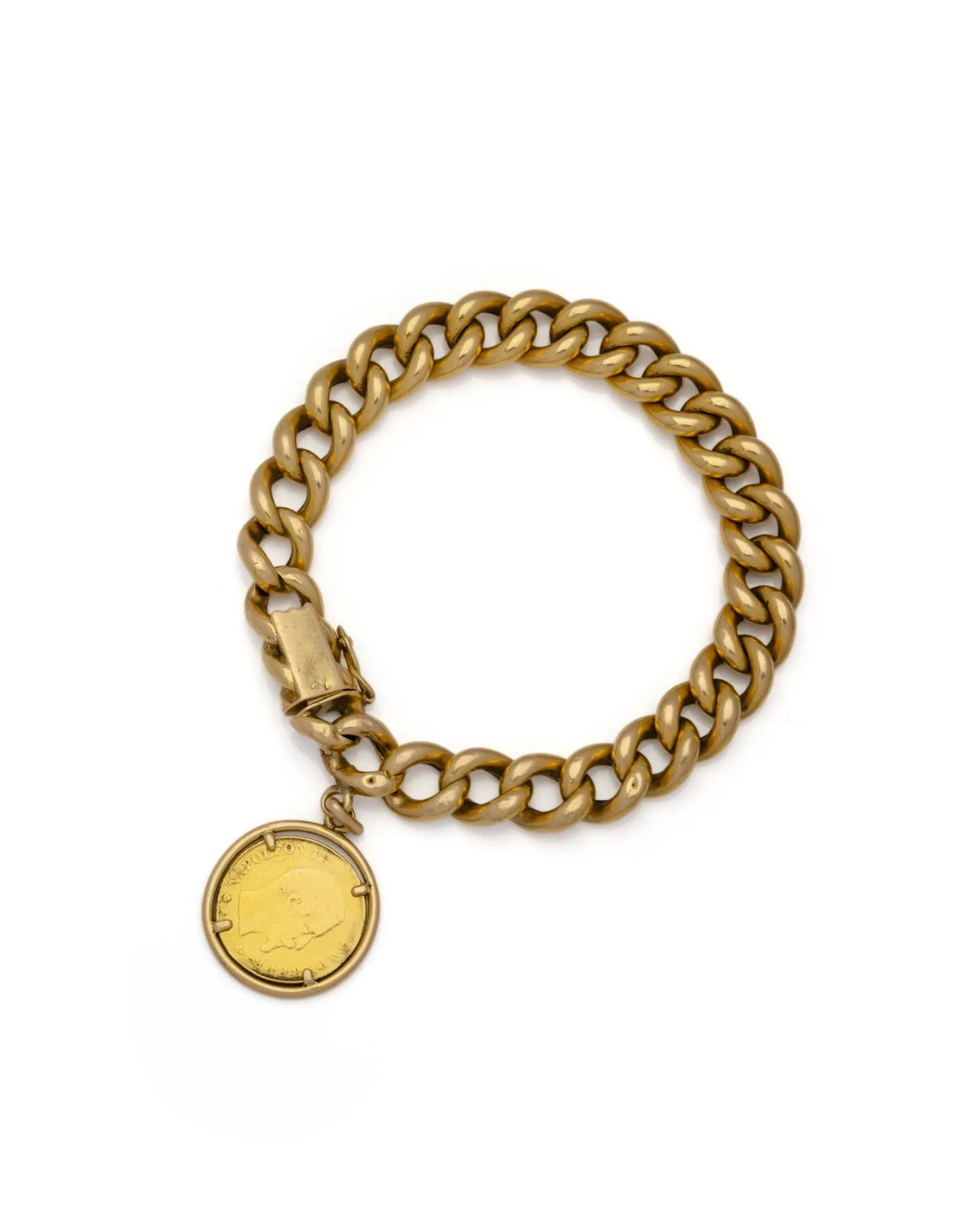 BRACELET GOURMETTE en or jaune 18K (750/1000) agrémenté d’un - Lot 162