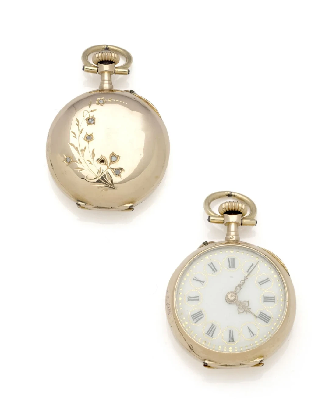 MONTRE DE POCHE en or jaune 18K (750/1000) ciselé d'une bran - Lot 238