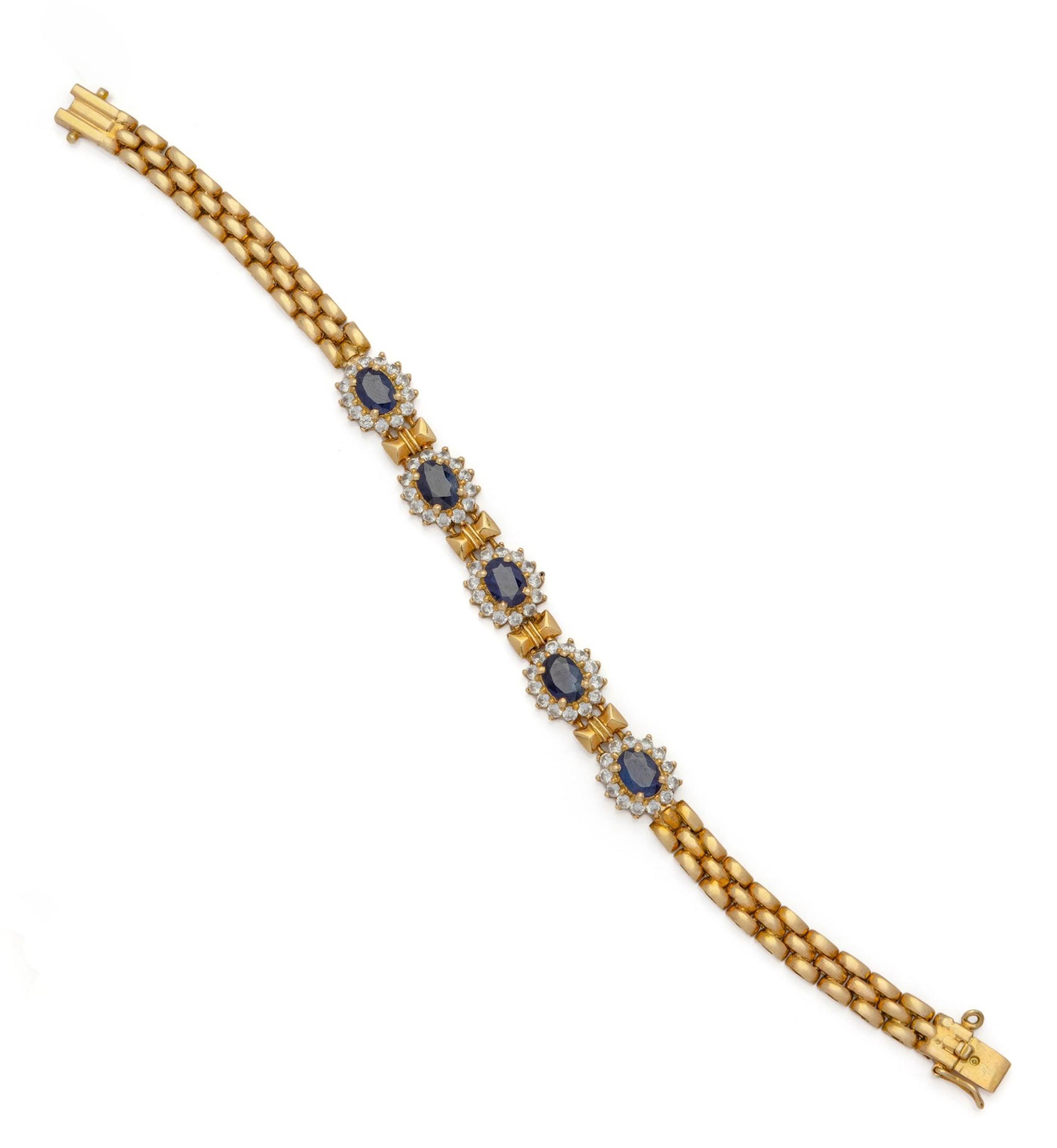 BRACELET en or jaune 18 K (750/1000) orné de 5 marguerites, - Lot 119