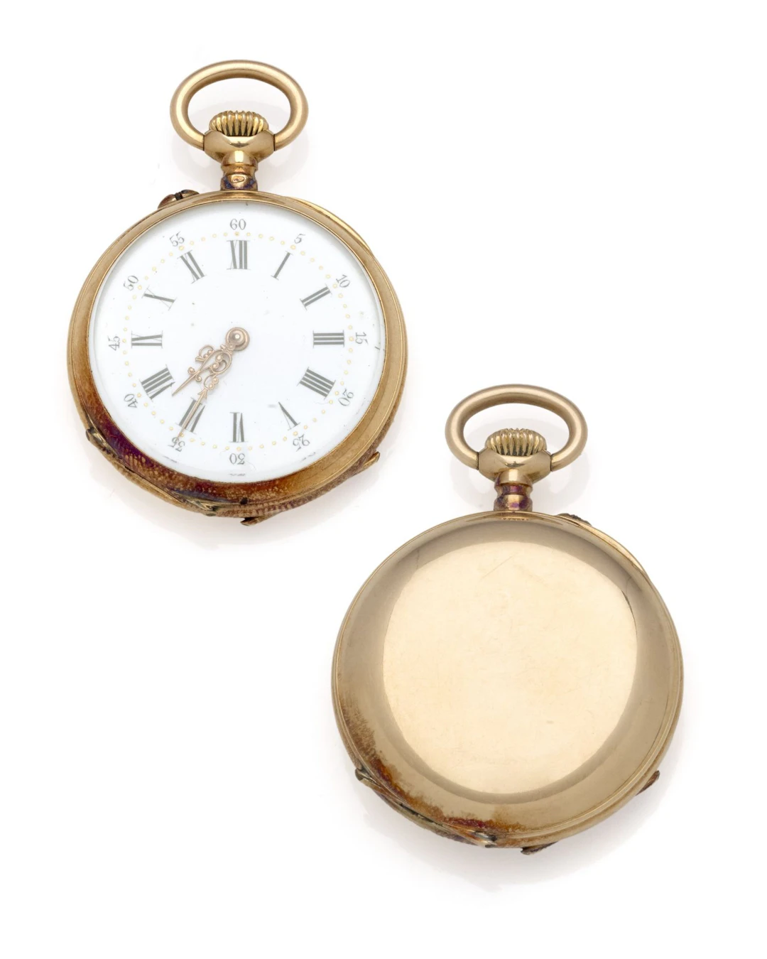 MONTRE DE POCHE en or jaune 18K (750/1000) unis. Cadran en é - Lot 243