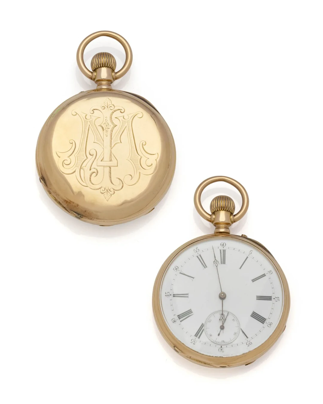 MONTRE DE POCHE en or jaune 18K (750/1000) le fond ciselé d' - Lot 241
