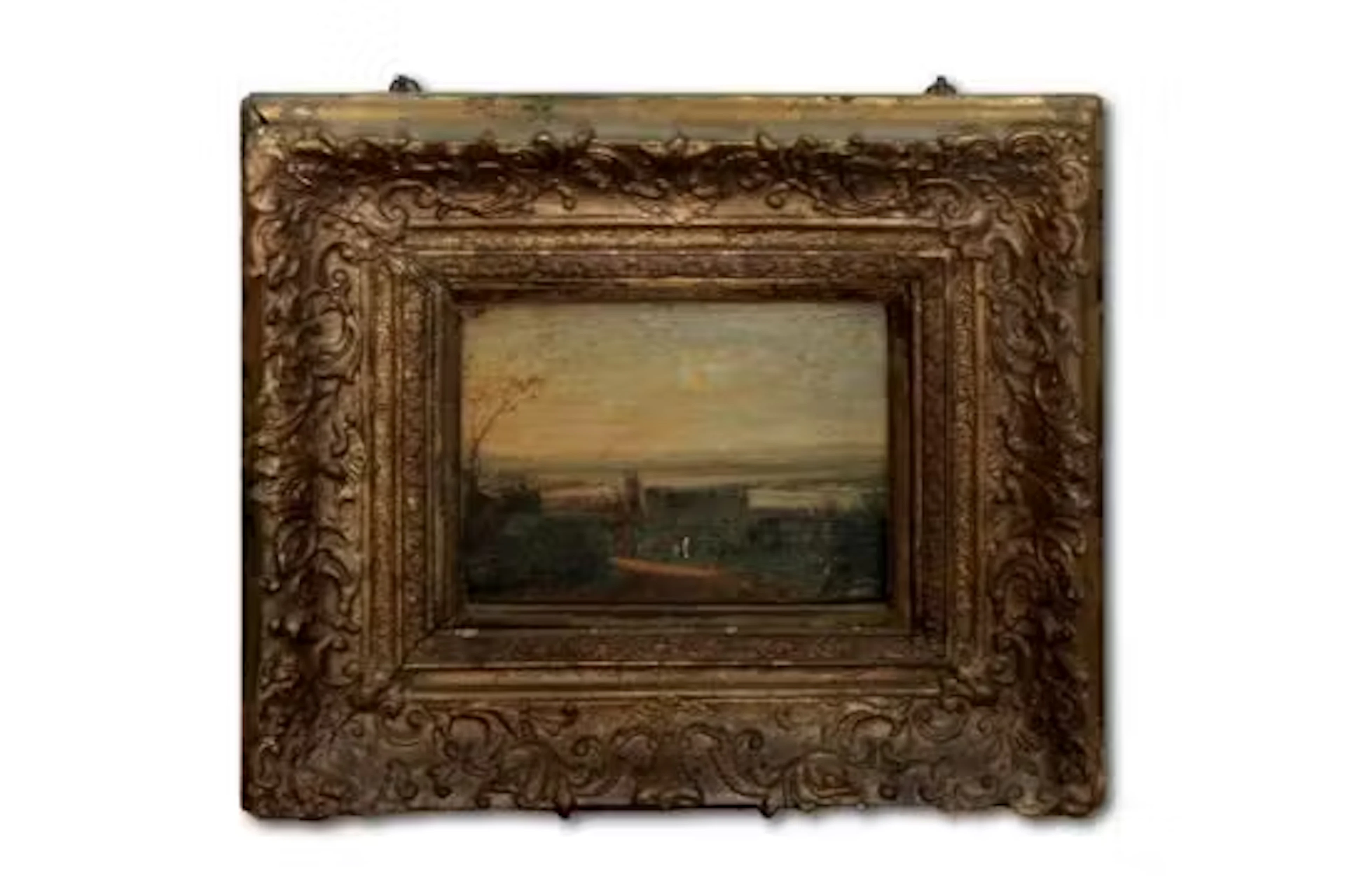 French School (18th Century), Mounted figures on a path before a distant