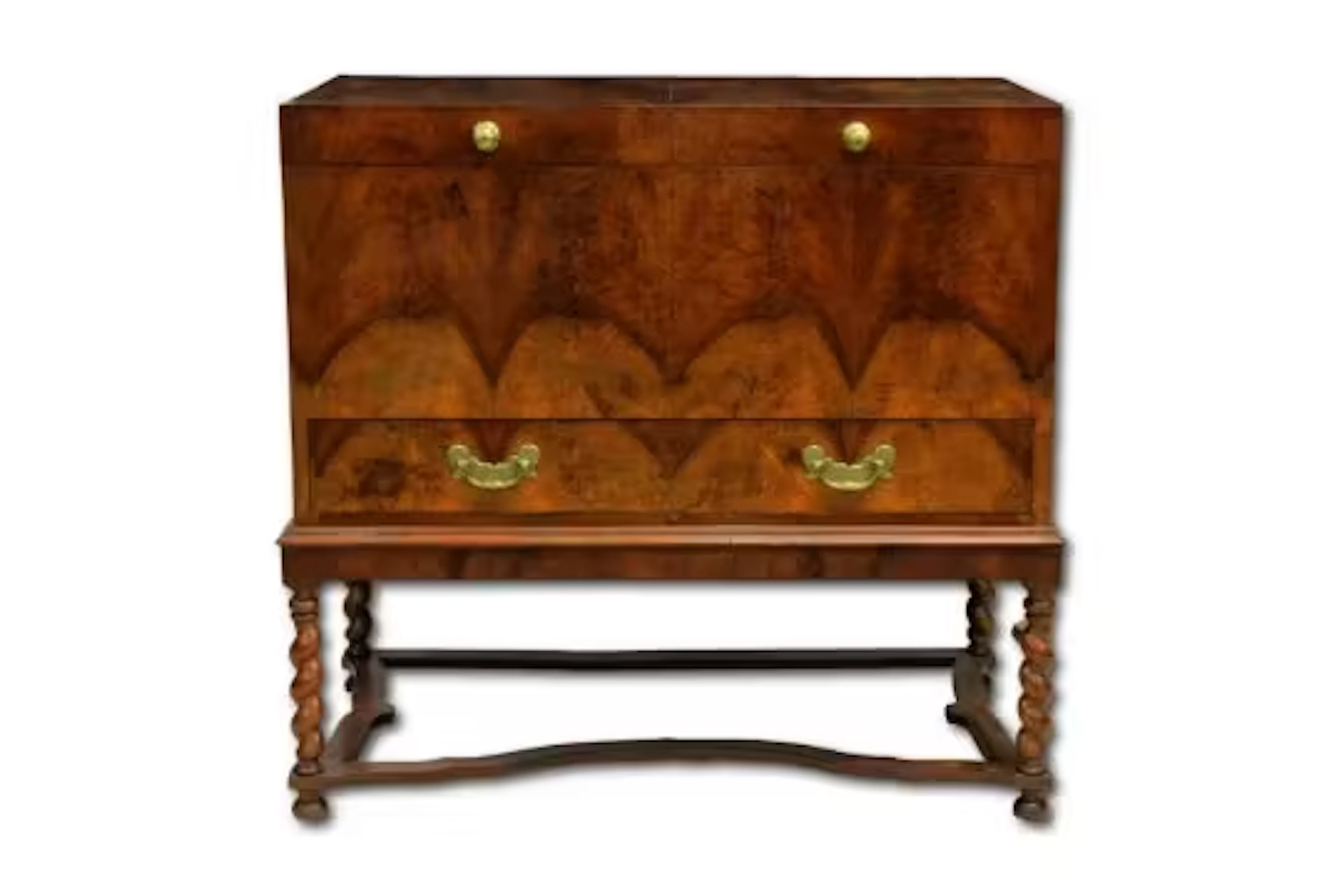 A Queen Anne style walnut chest on stand, 111.5cm x 63cm x 103cm high