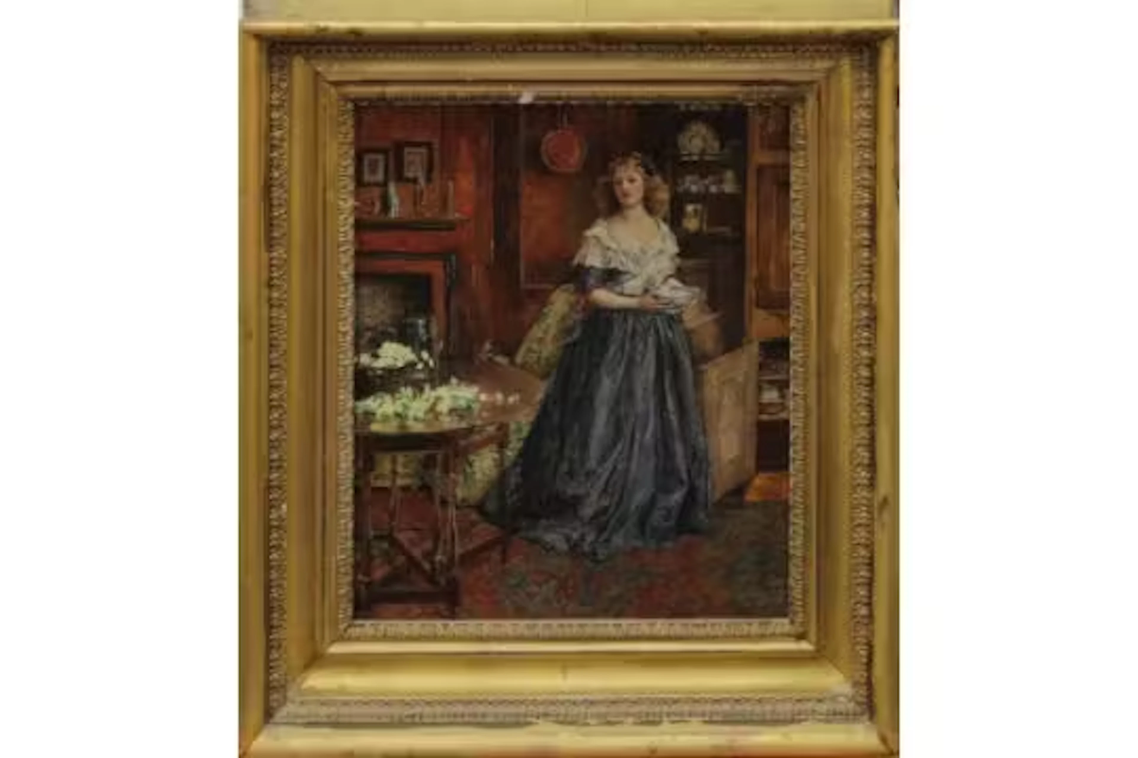 Elsie Gregory (English, 1877-1938), "A Parlour in Soho", oil on panel