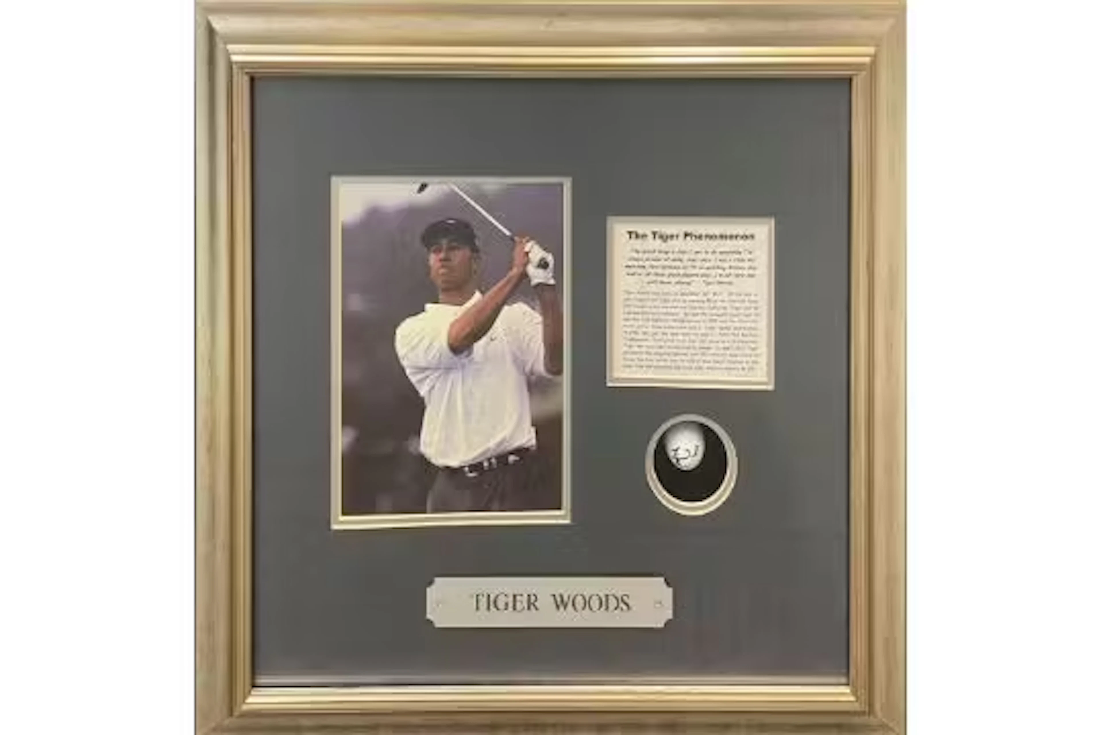 Golfing Memorabilia - A framed and glazed Tiger Woods display 'The