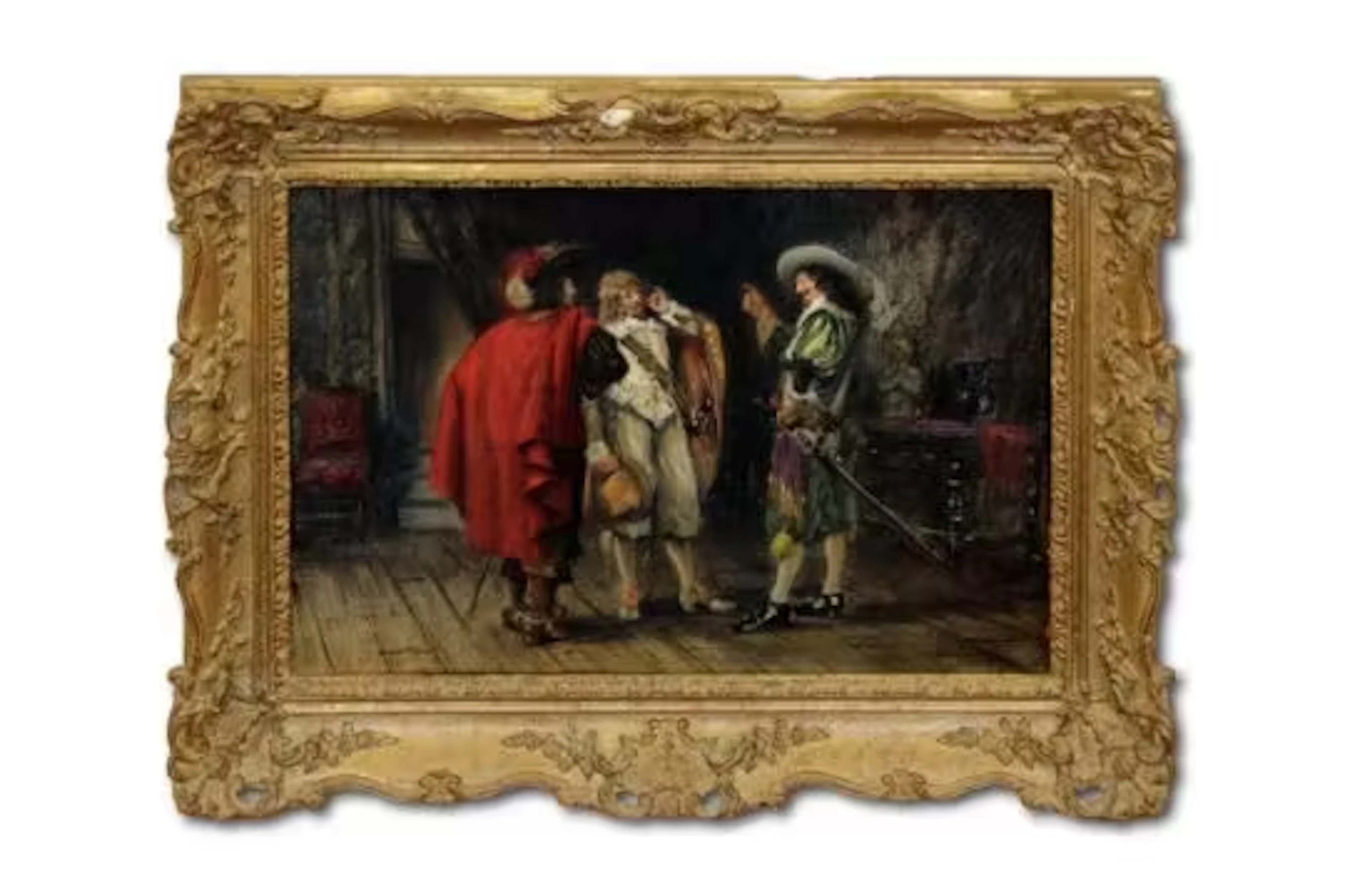 Frank Moss Bennett (British, 1874-1953), Three cavaliers, Signed and