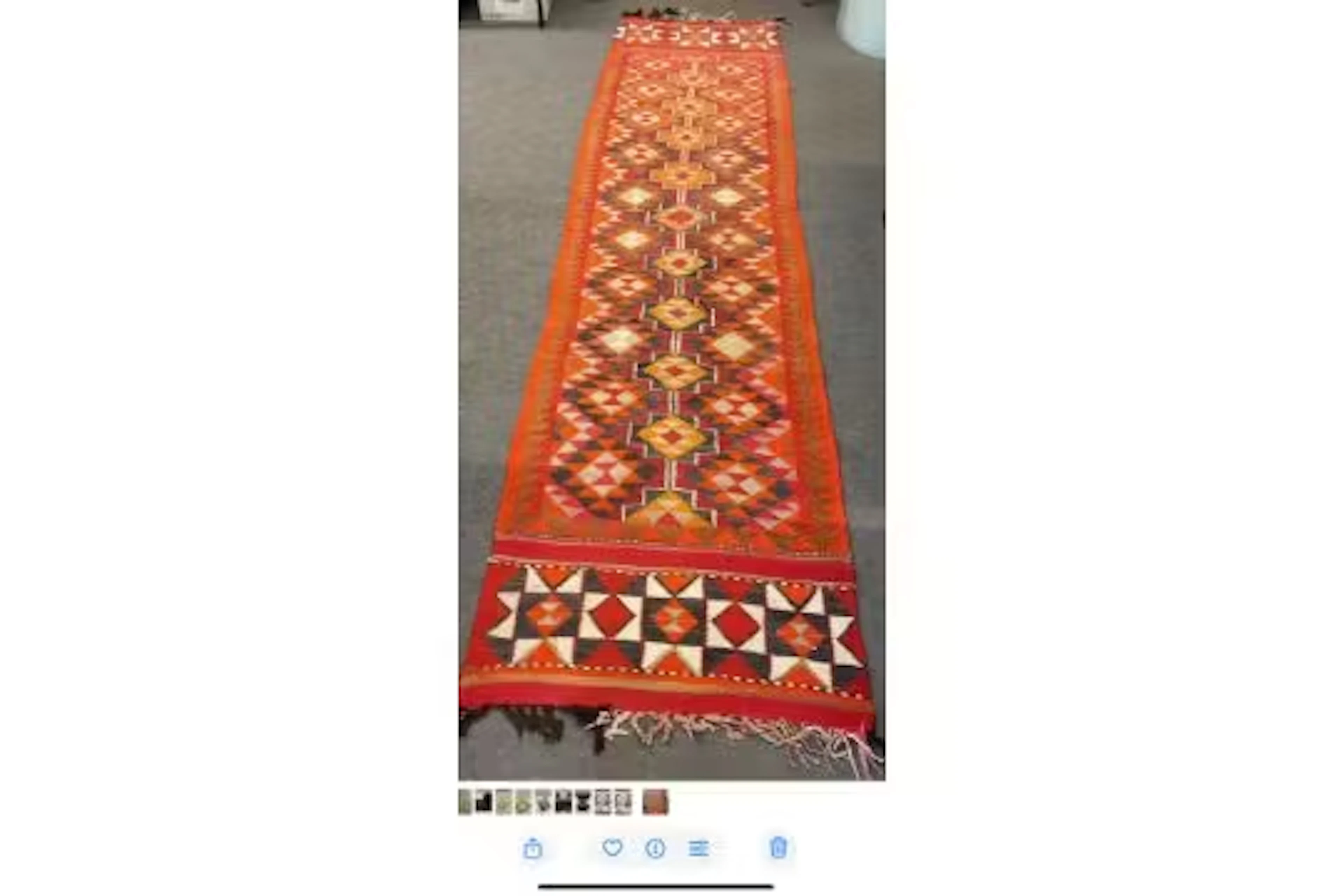 An Al Sadu Bedouin weaving / rug / runner, in typical bright geometric