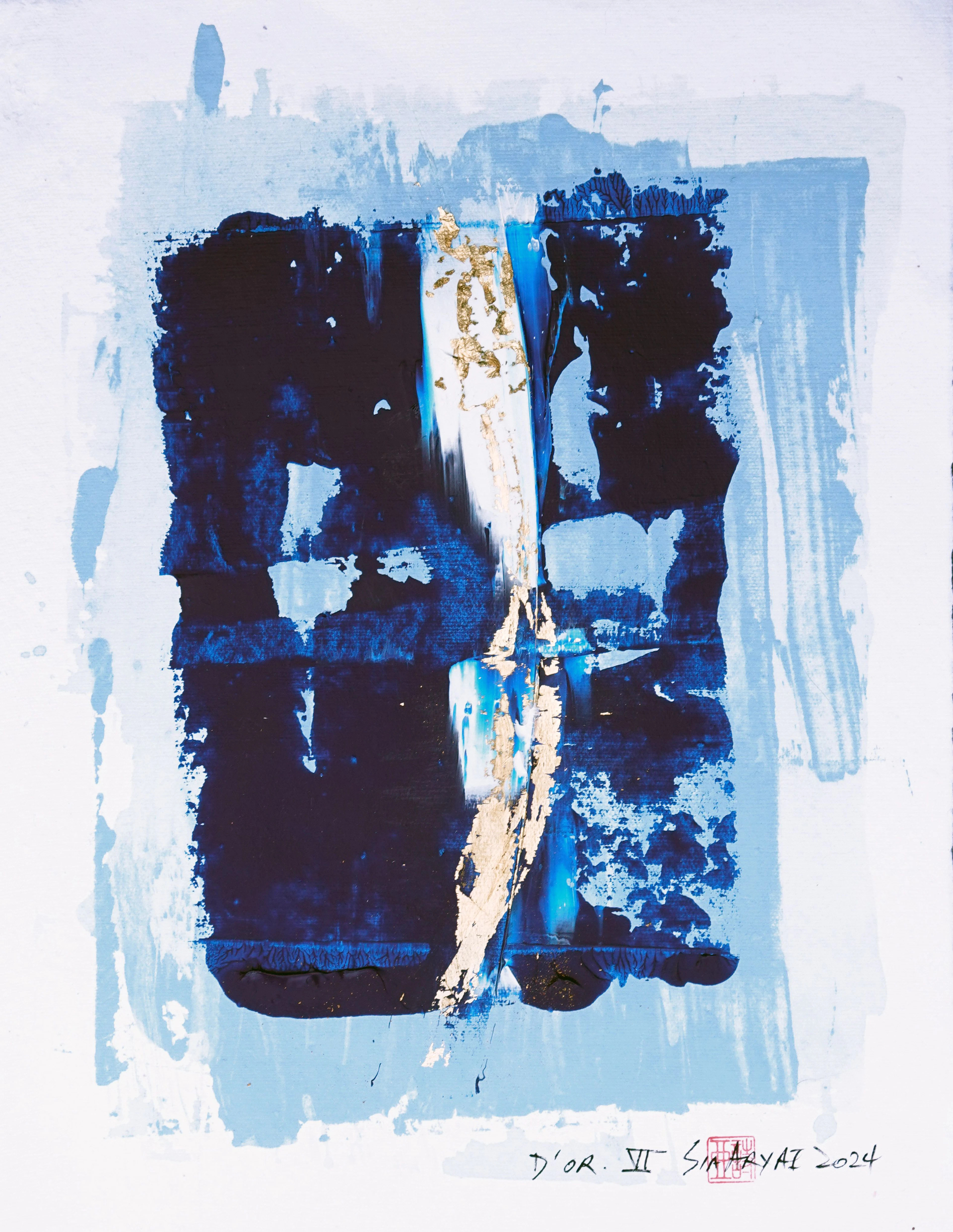 D’OR .VI Abstract gold leaf framed painting - Sia aryai