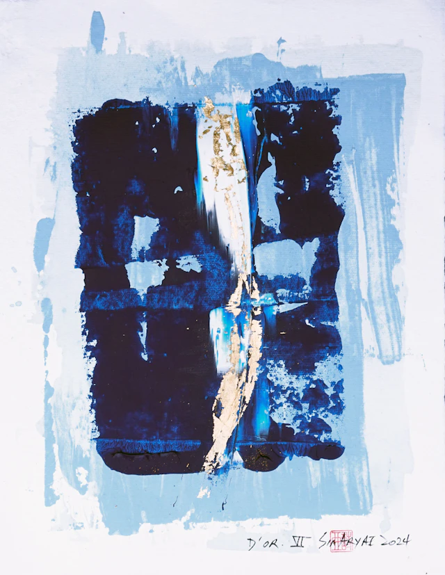 D’OR .VI Abstract gold leaf framed painting - Sia aryai