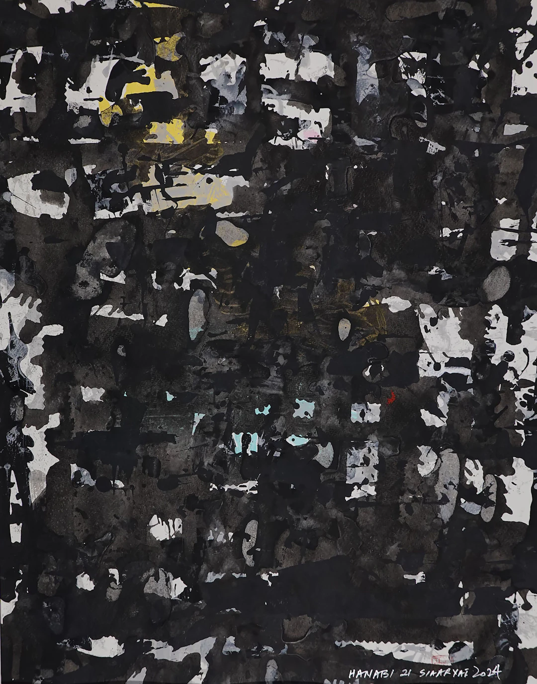 Hanabi. 21 White framed abstract painting - Sia aryai