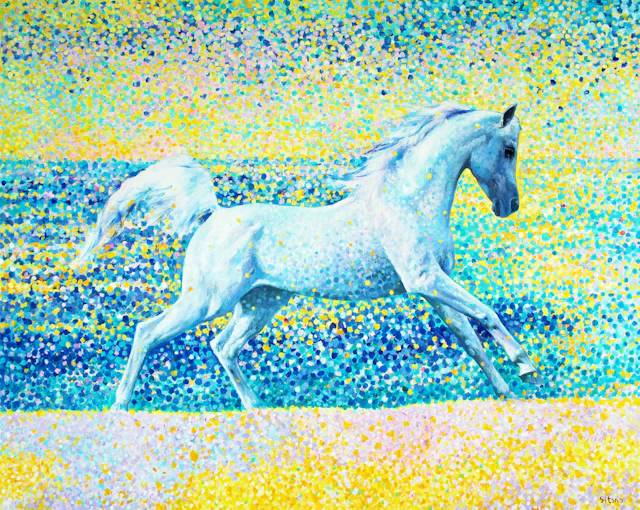 Sun splashes. Golden sand. Horse series. - Andrei Sitsko