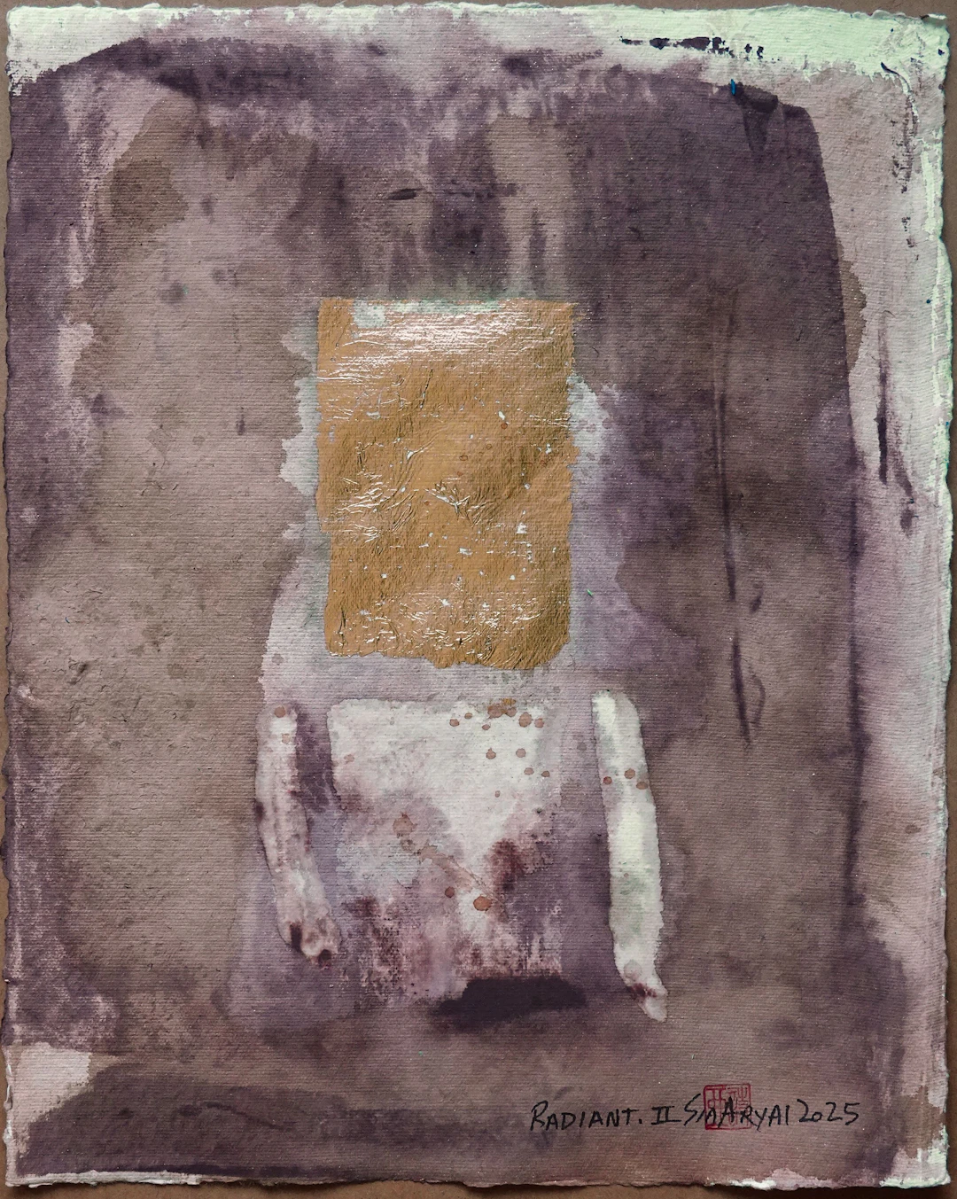 Radiant. II Framed gold leaf abstract painting - Sia aryai