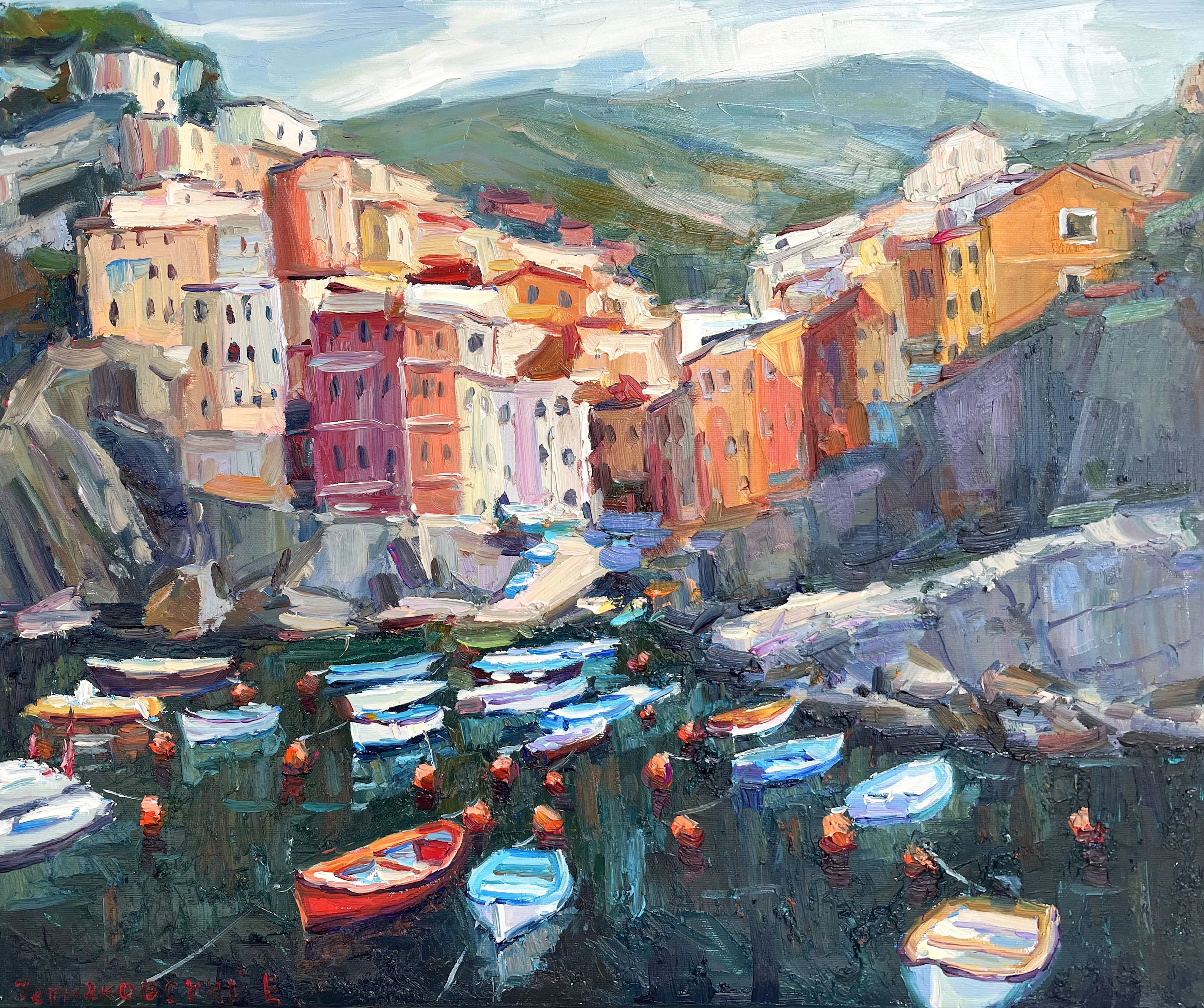 Boats at the pier - Evgeny Chernyakovsky