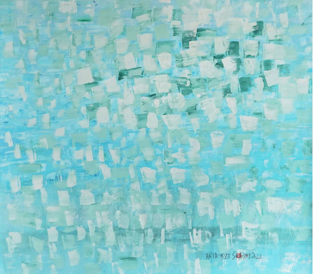 Aria. XVI One of a kind surreal blue painting - Sia aryai